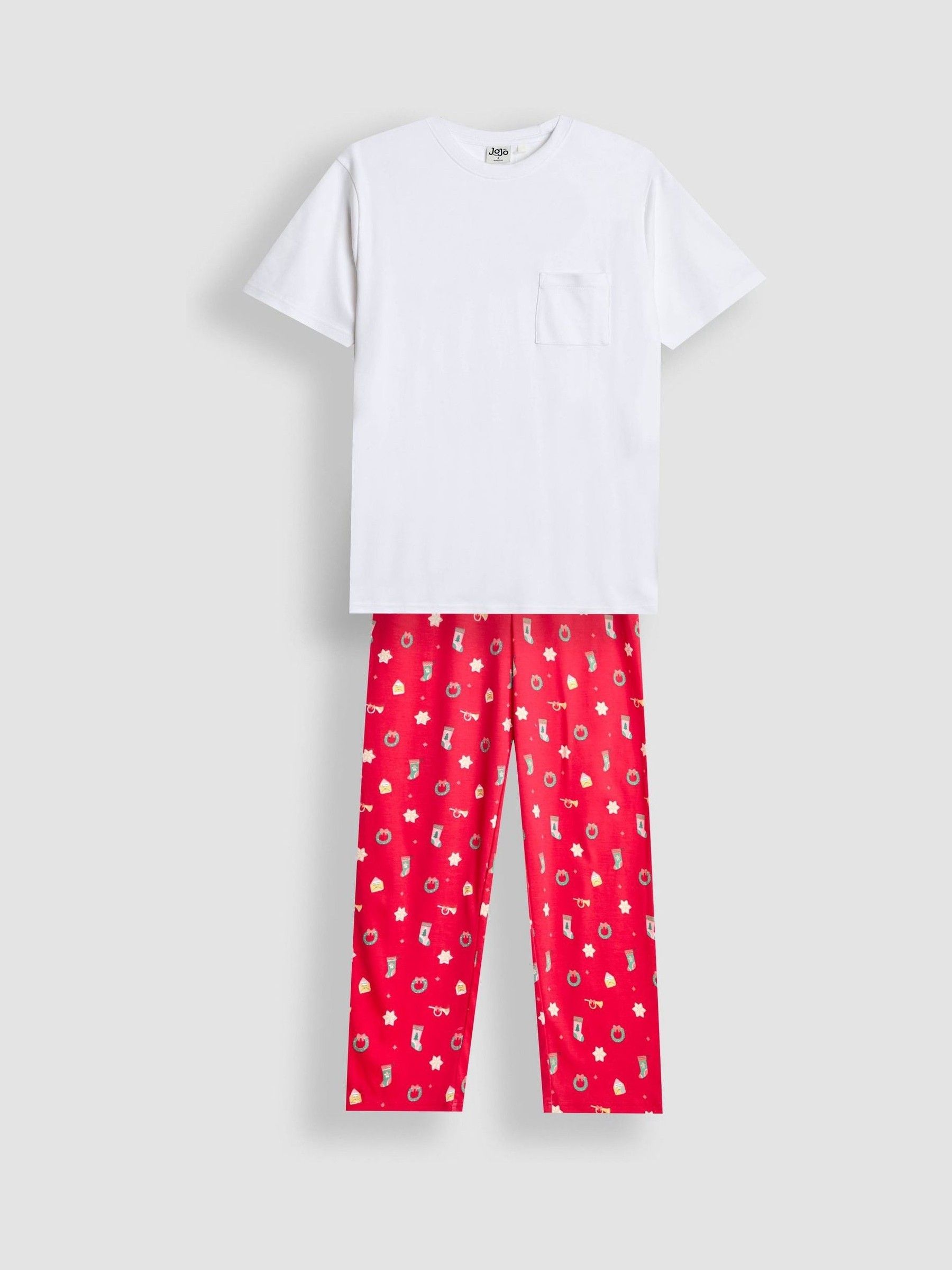 Red Men's Christmas Jersey Pyjama Set - Image 1 of 5