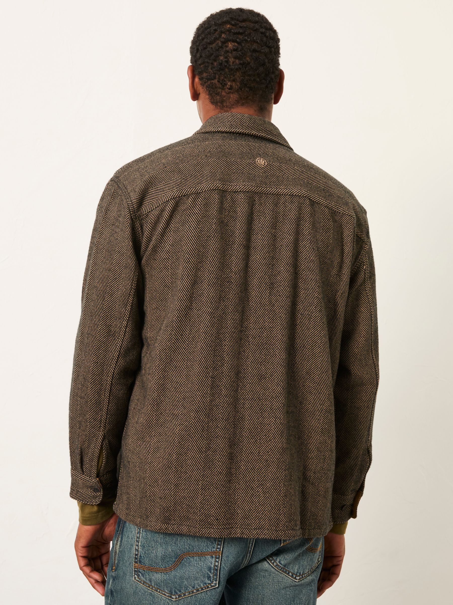 Brown Long Sleeve Herringbone Shirt - Image 2 of 6