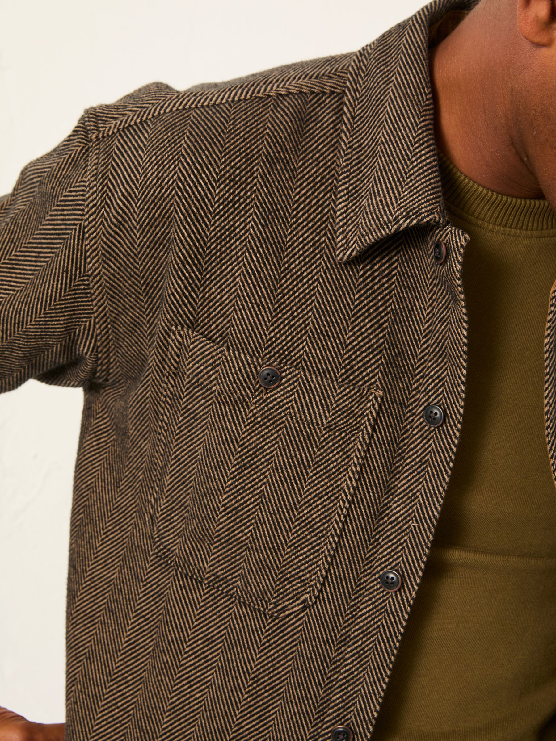 Brown Long Sleeve Herringbone Shirt - Image 5 of 6