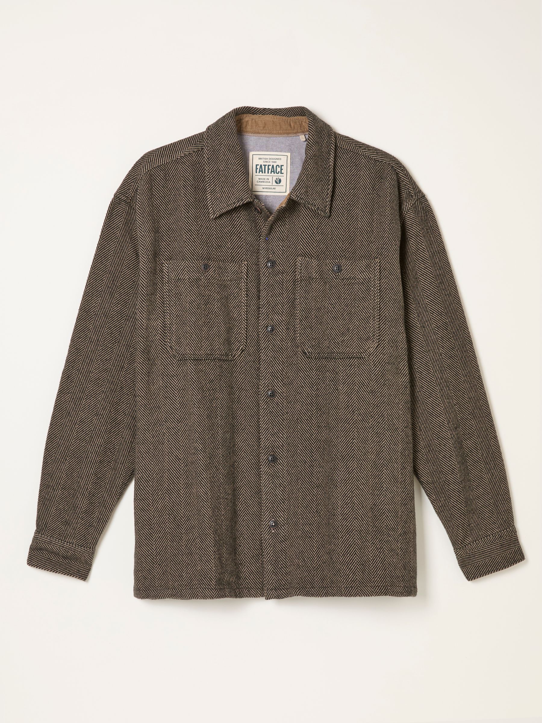Brown Long Sleeve Herringbone Shirt - Image 6 of 6