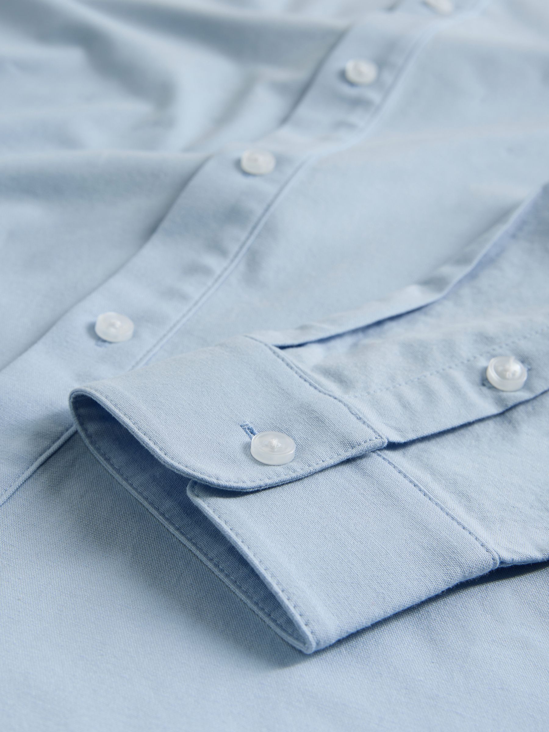 Navy Blue/White 3 Pack Cotton Stretch Oxford Shirts - Image 6 of 6