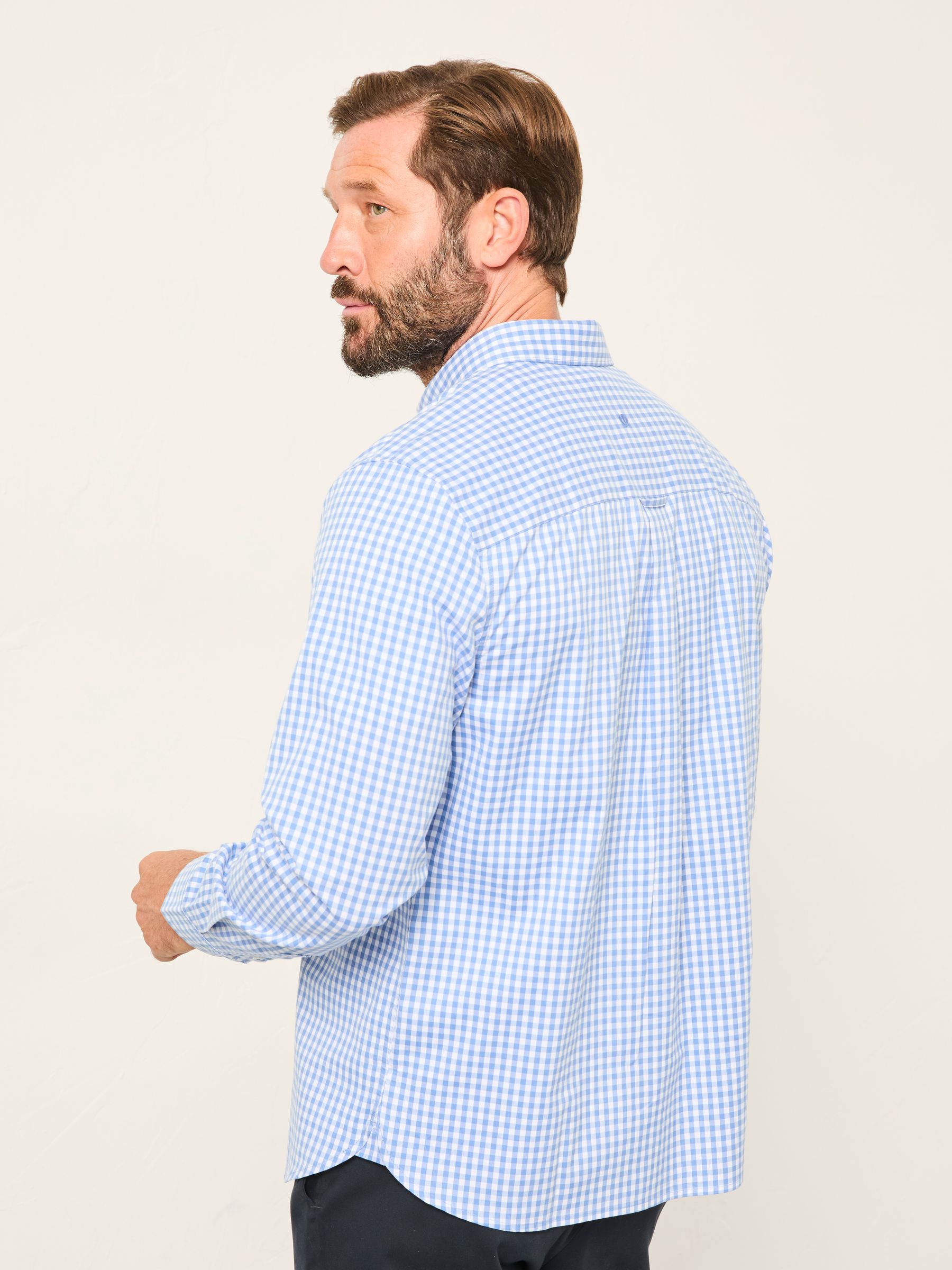 Blue Long Sleeve Gingham Check Shirt - Image 2 of 6 Blue Long Sleeve Gingham Check Shirt - Image 2 of 6