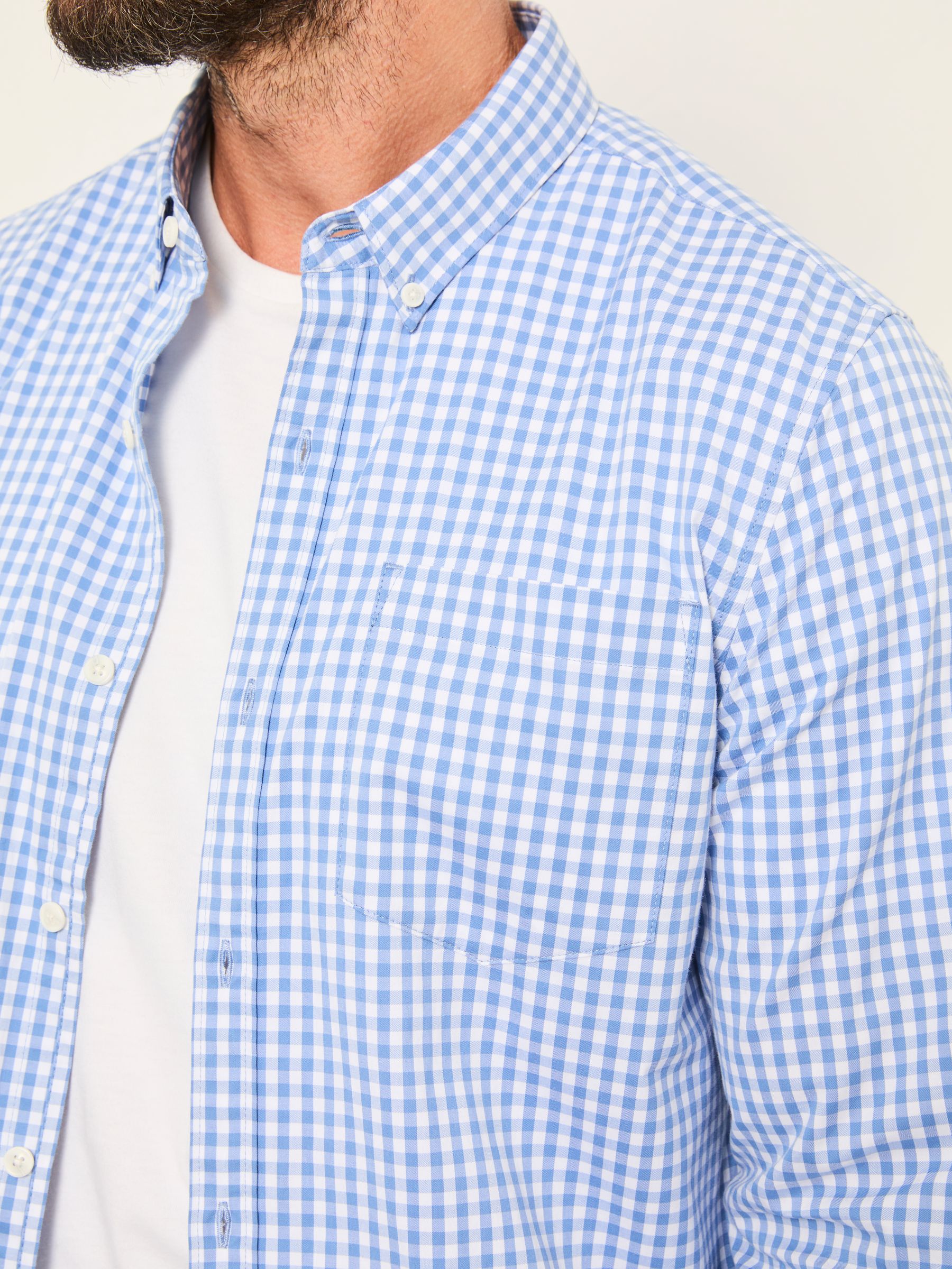 Blue Long Sleeve Gingham Check Shirt - Image 4 of 6