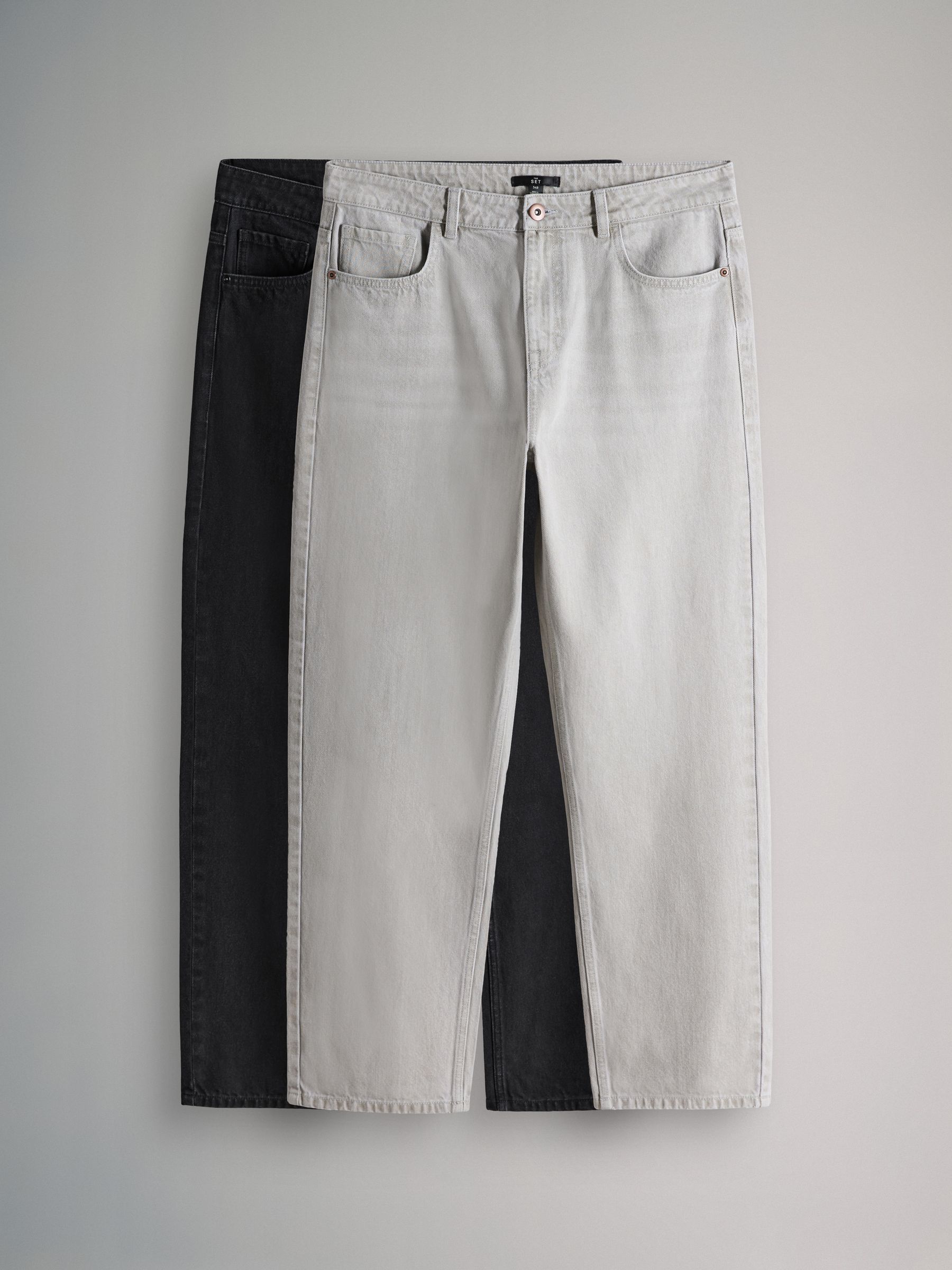 2 Pack Straight Leg Jeans Grey/Black - Image 1 of 5