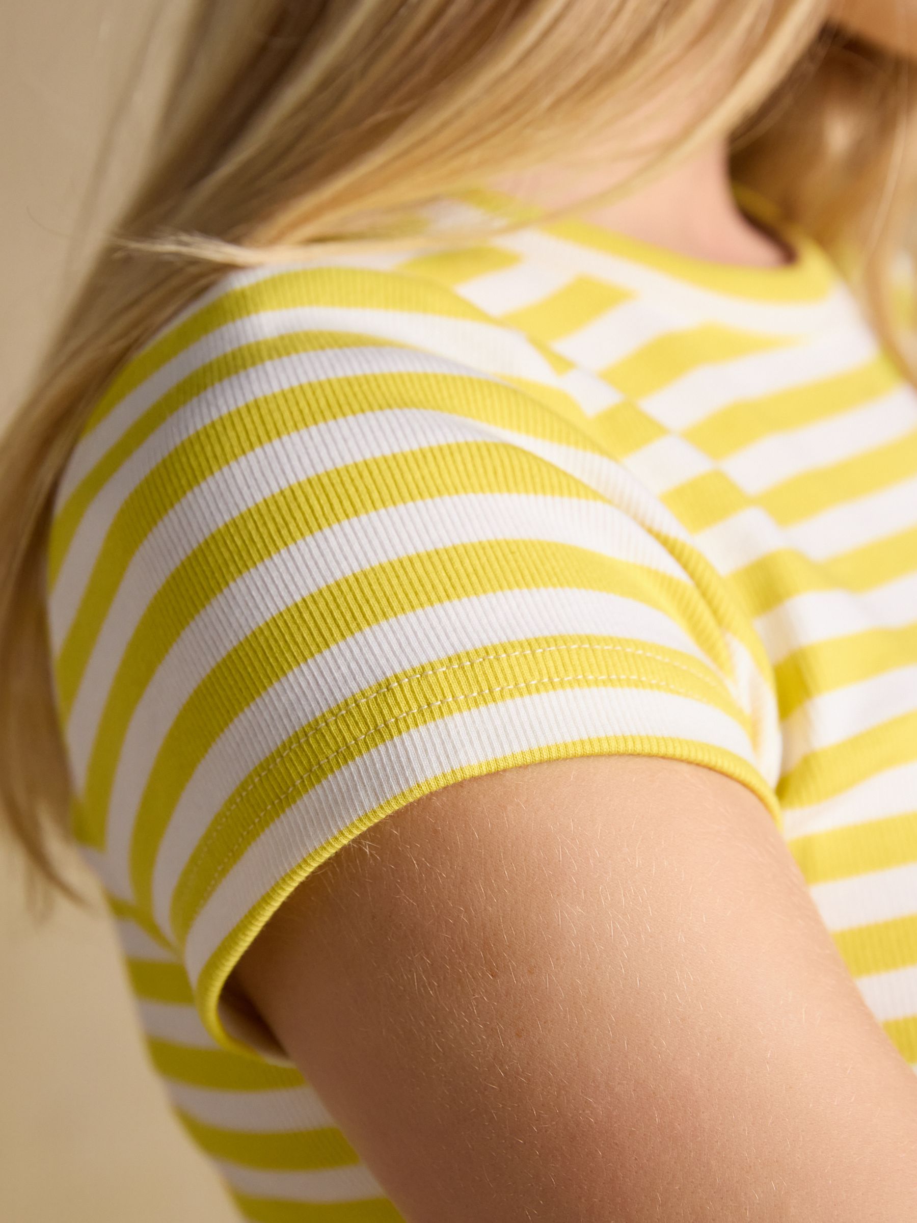 Sophie Yellow Striped Short Sleeve Ribbed Fitted T-Shirt - Image 4 of 7