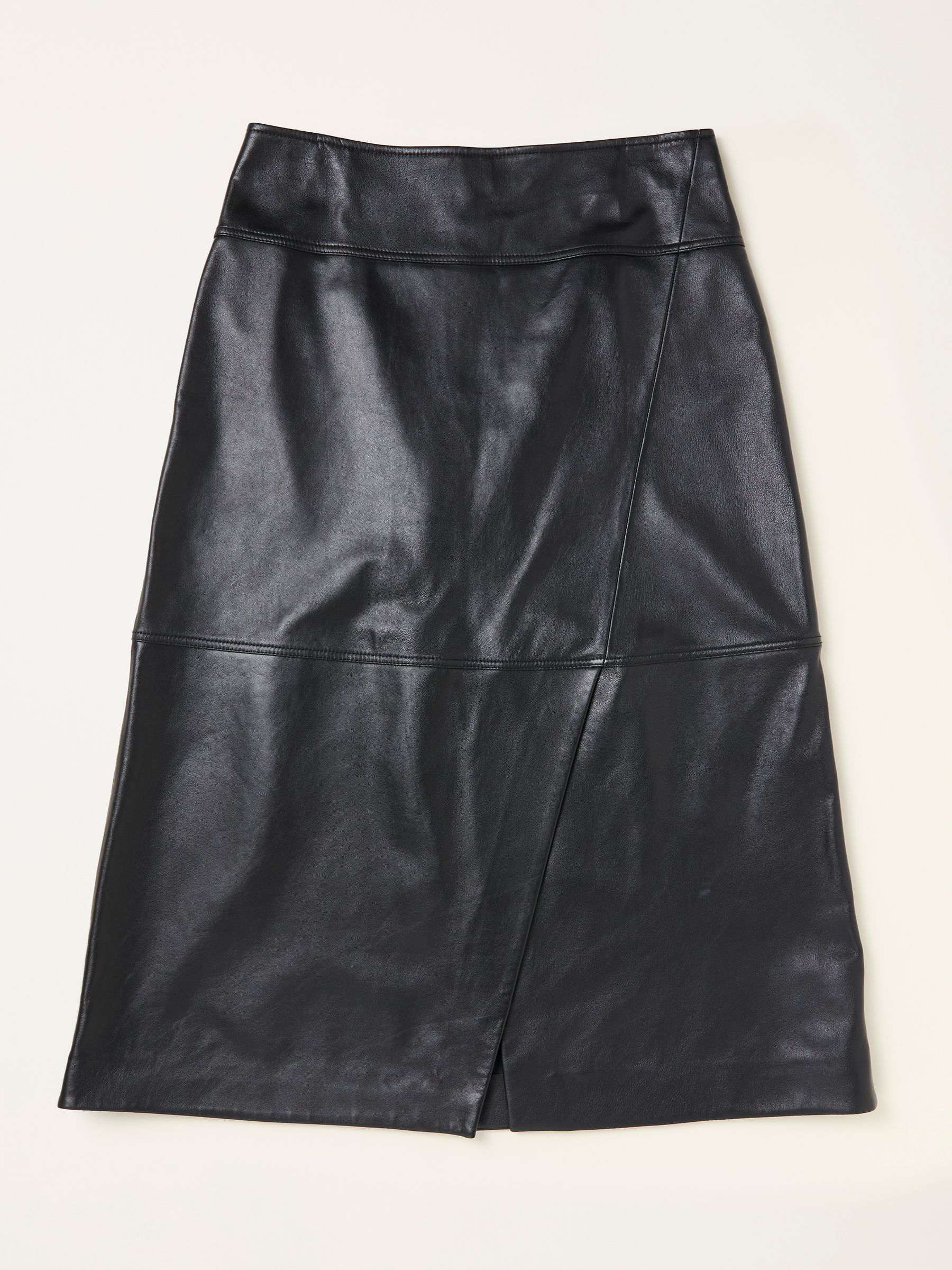 Eden Black Wrap Midi Leather Skirt - Image 4 of 4