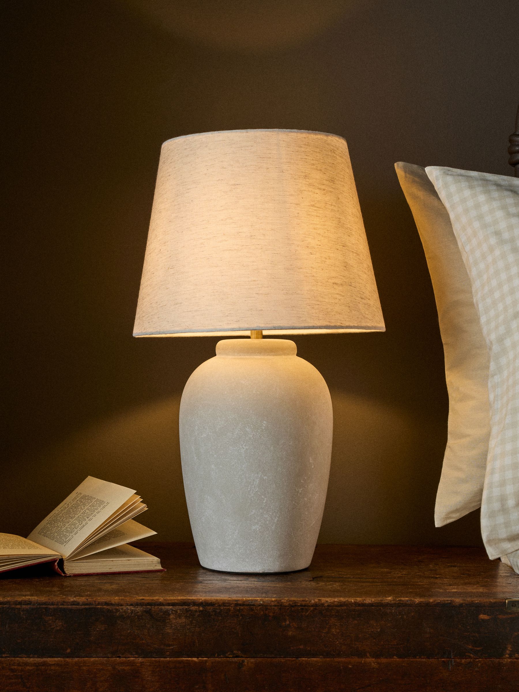 Grey/Ecru Textured Ceramic Table Lamps - Image 2 of 5