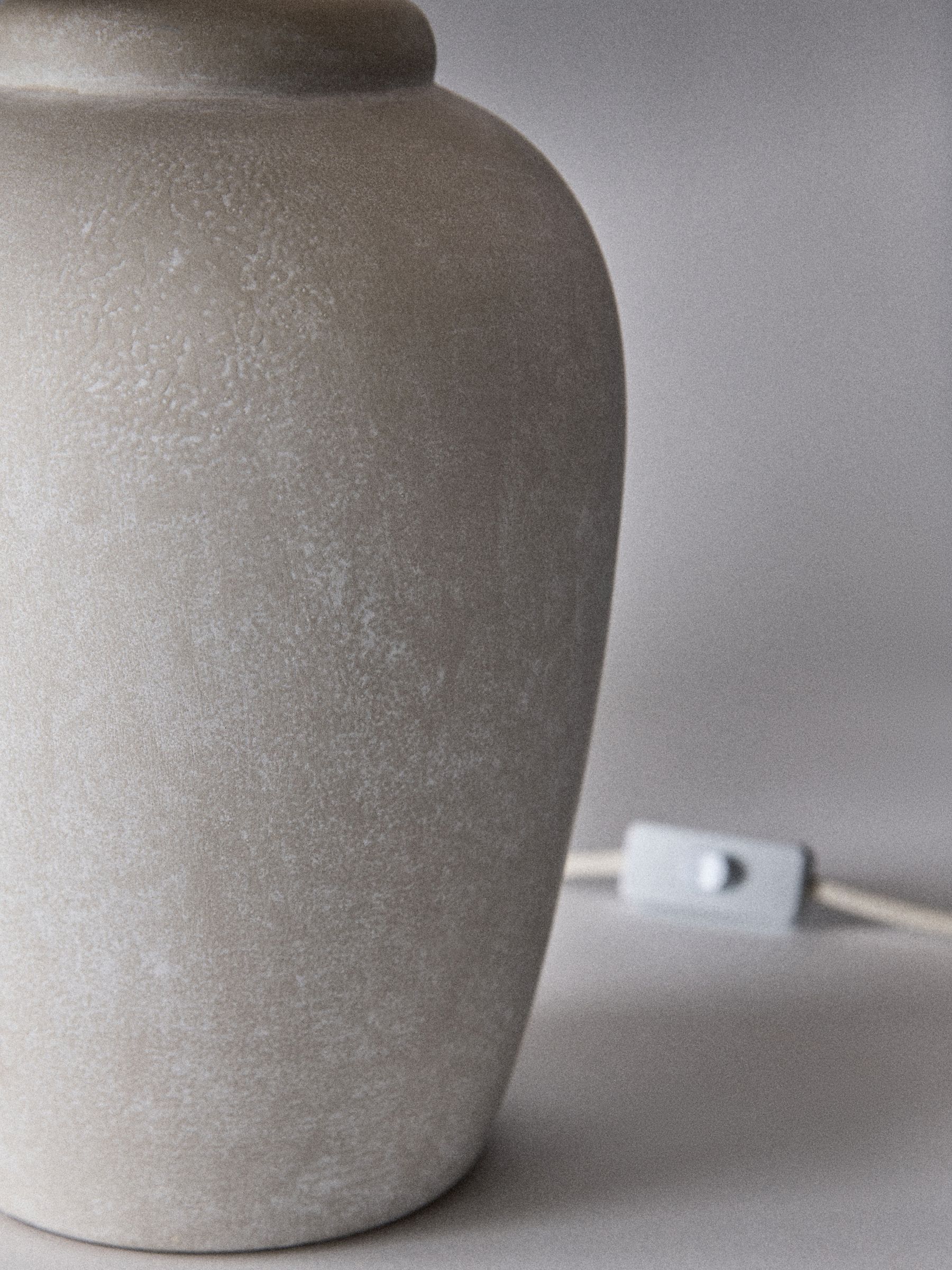 Grey/Ecru Textured Ceramic Table Lamps - Image 5 of 5
