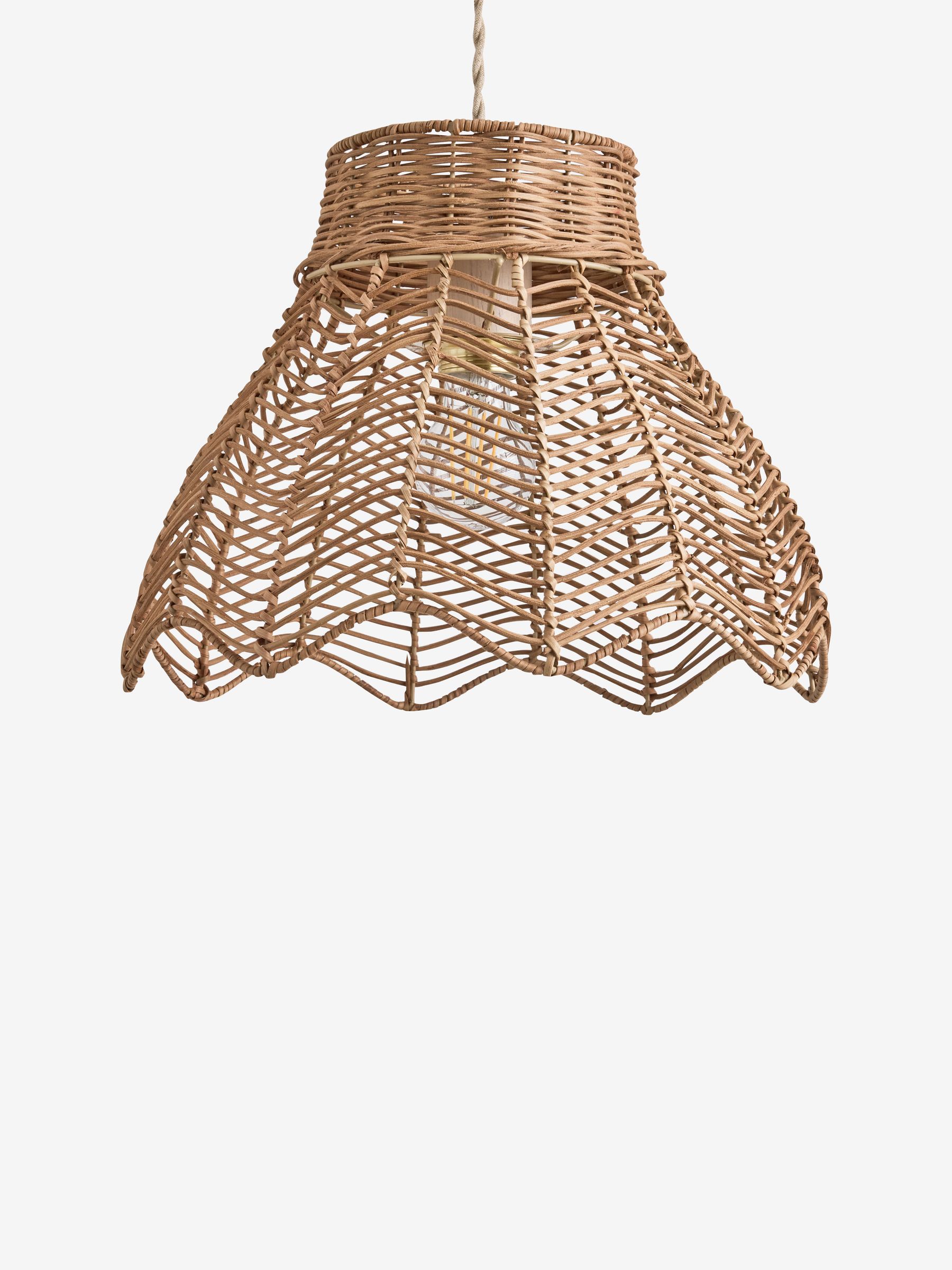Natural Scalloped Edge Rattan Easy Fit Light Shade - Image 5 of 5 Natural Scalloped Edge Rattan Easy Fit Light Shade - Image 5 of 5