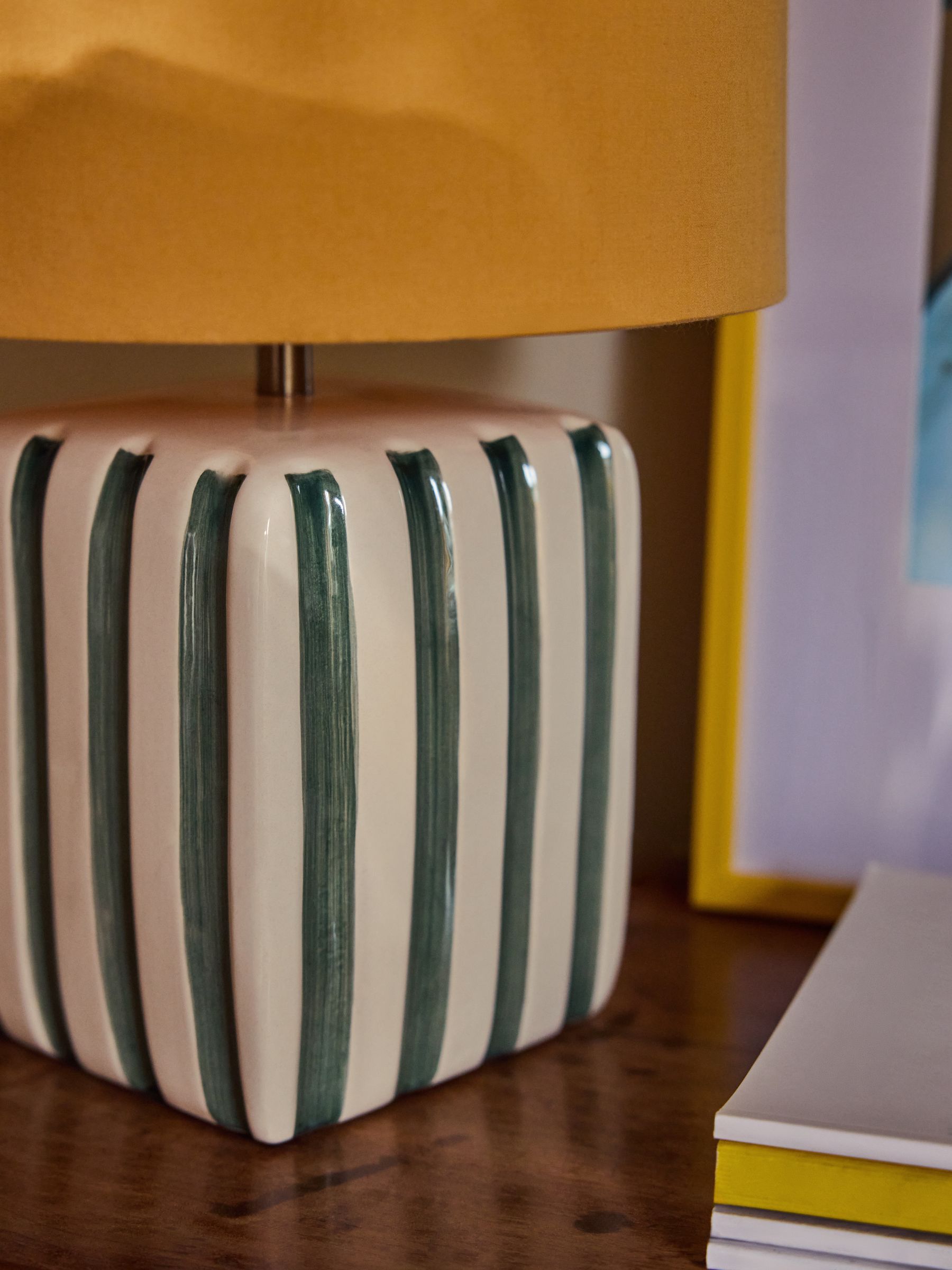 Orange/White Ceramic Stripe Table Light - Image 3 of 6