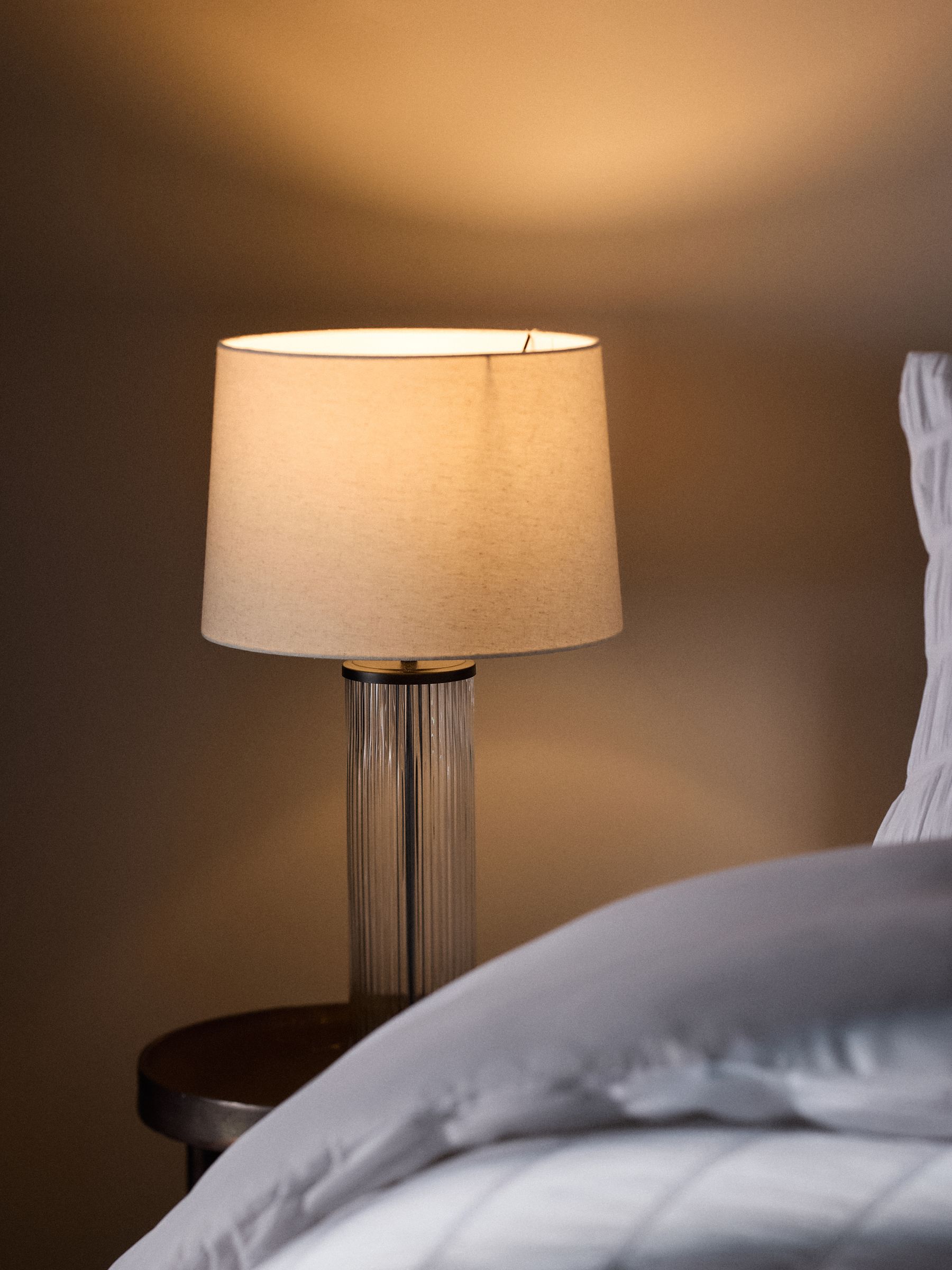 2 Pack Black/Cream Ribbed Glass Table Lamps - Image 2 of 6