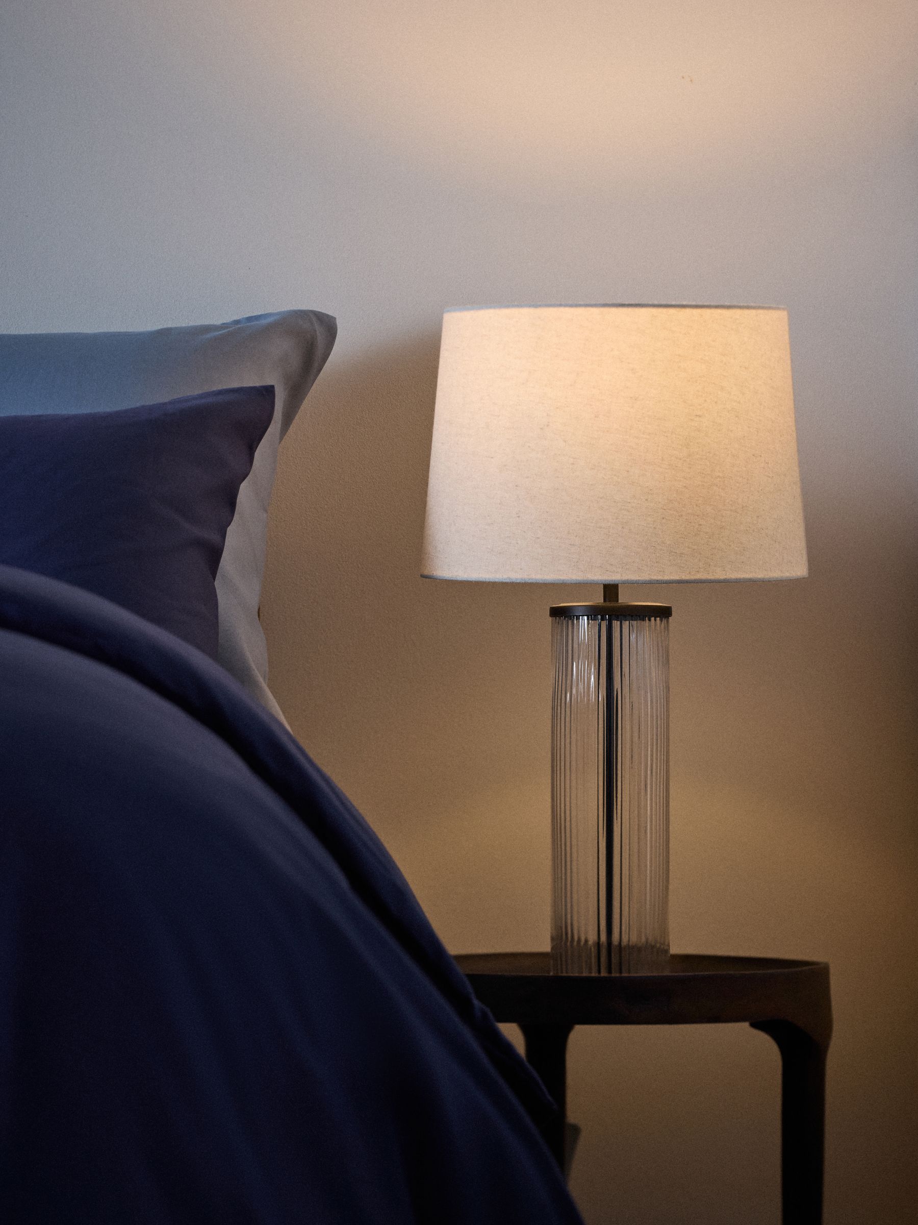 2 Pack Black/Cream Ribbed Glass Table Lamps - Image 3 of 6