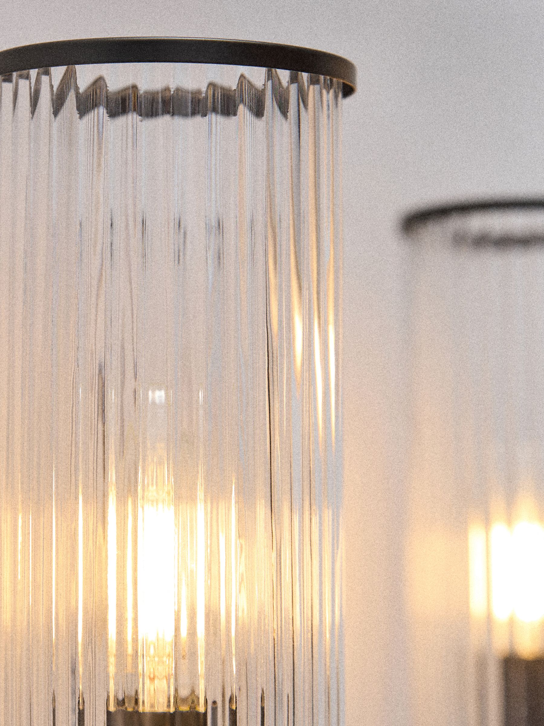 2 Pack Black Ribbed Glass Wall Lights - Image 4 of 6