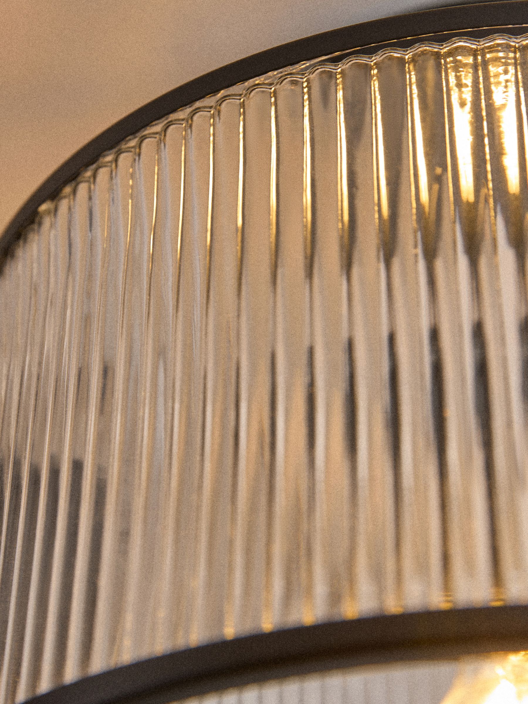 2 Pack Black Ribbed Glass Flush Ceiling Lights - Image 5 of 6