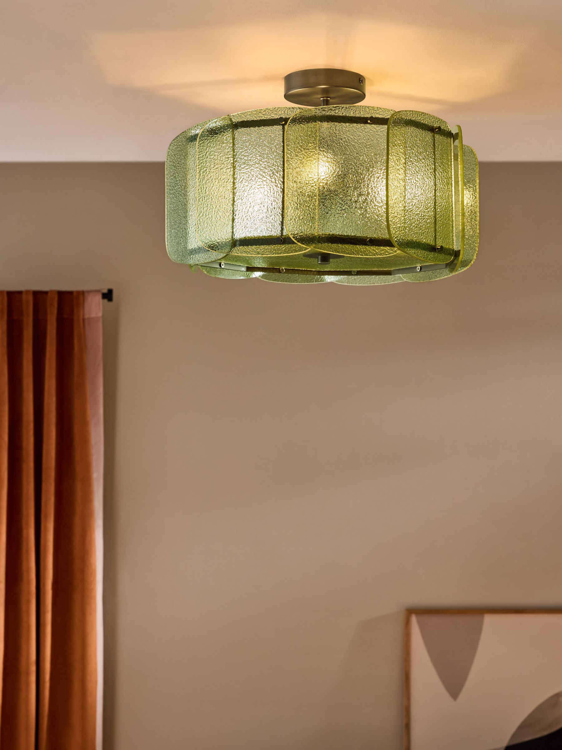 Sacha Flush Pendant Light in Silver/Green - Image 1 of 5