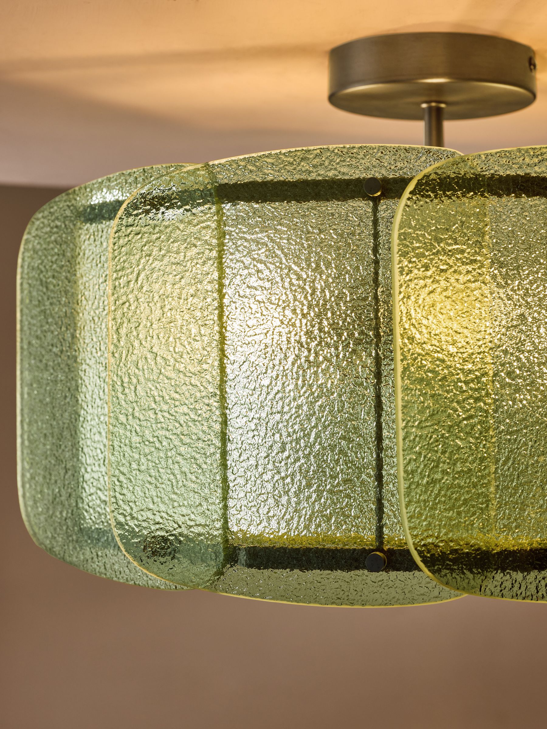Sacha Flush Pendant Light in Silver/Green - Image 2 of 5