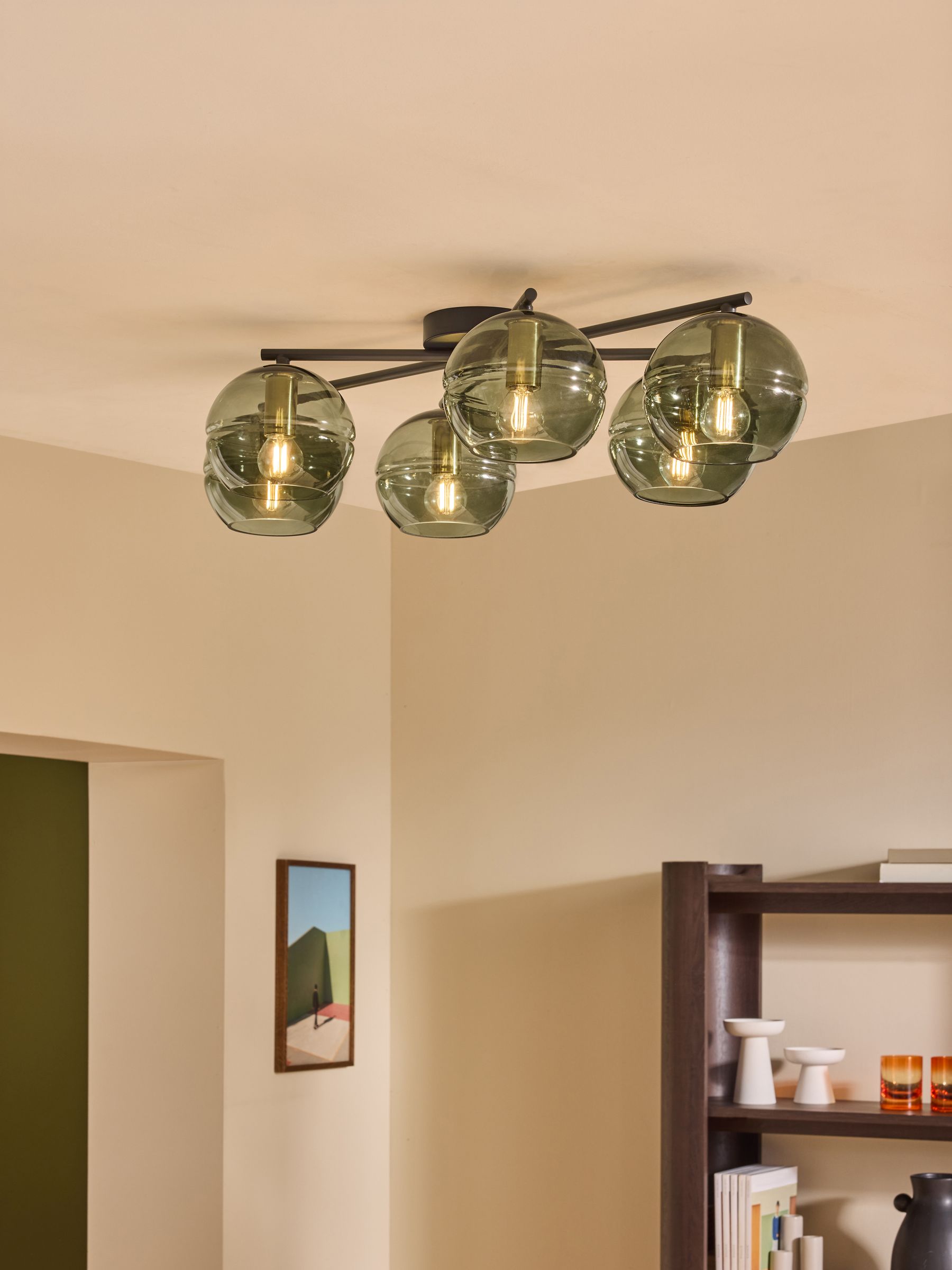 Green/Black Mika 6 Flush Light - Image 1 of 3