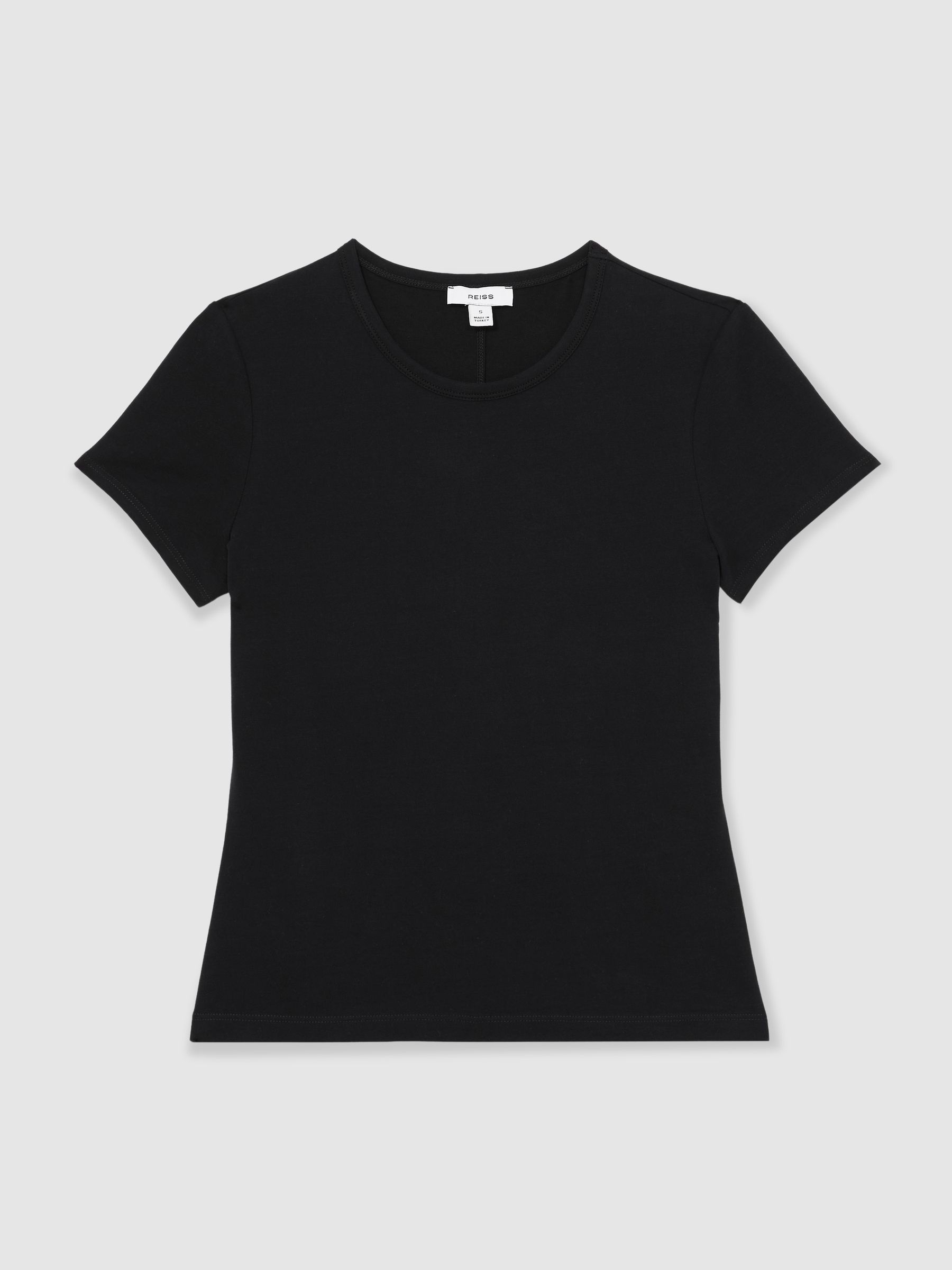 Stretch-Cotton Crew-Neck T-Shirt in Black - Image 2 of 6