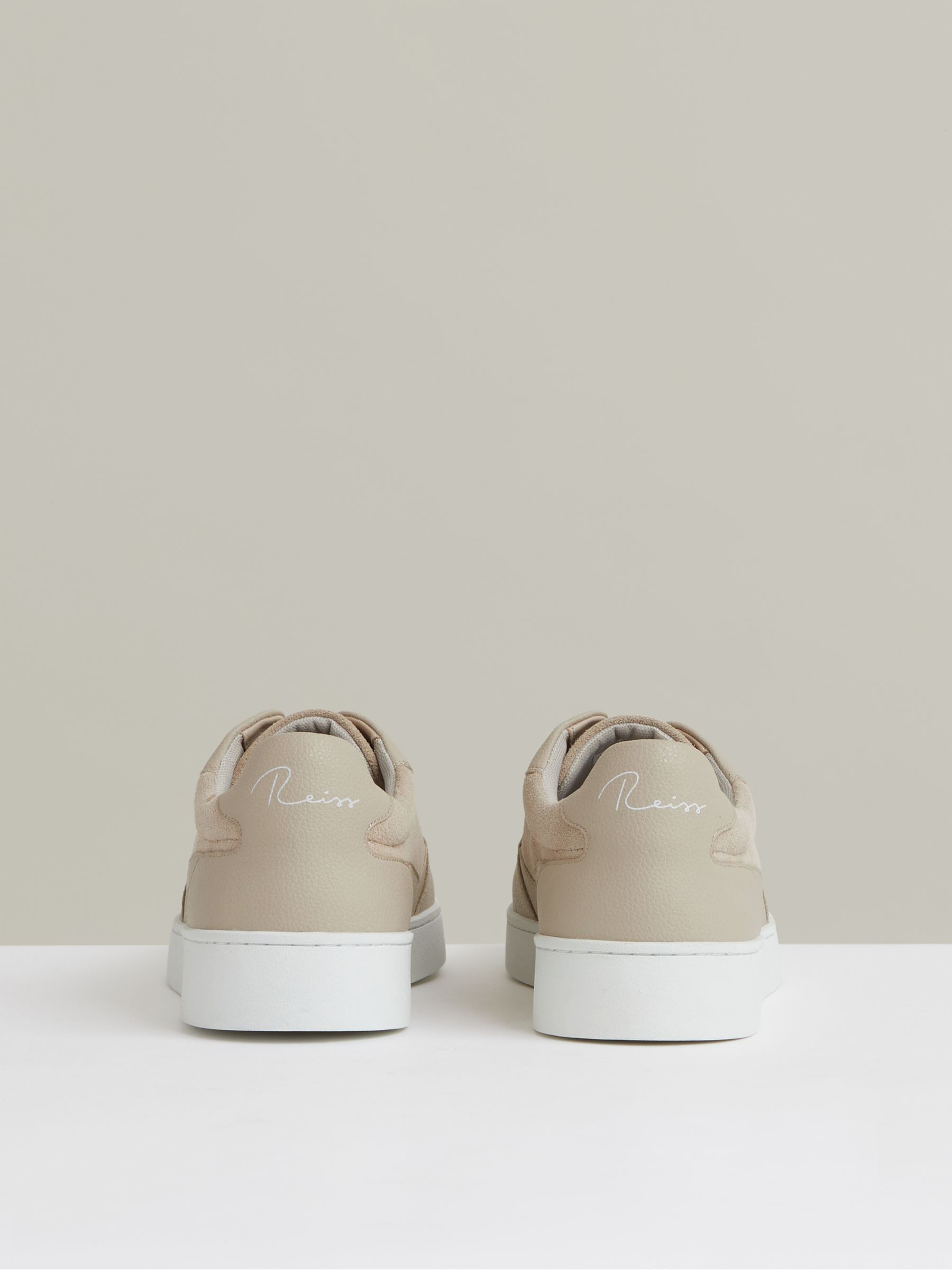 Leather Elasticated-Lace Trainers in Ecru - Image 3 of 4