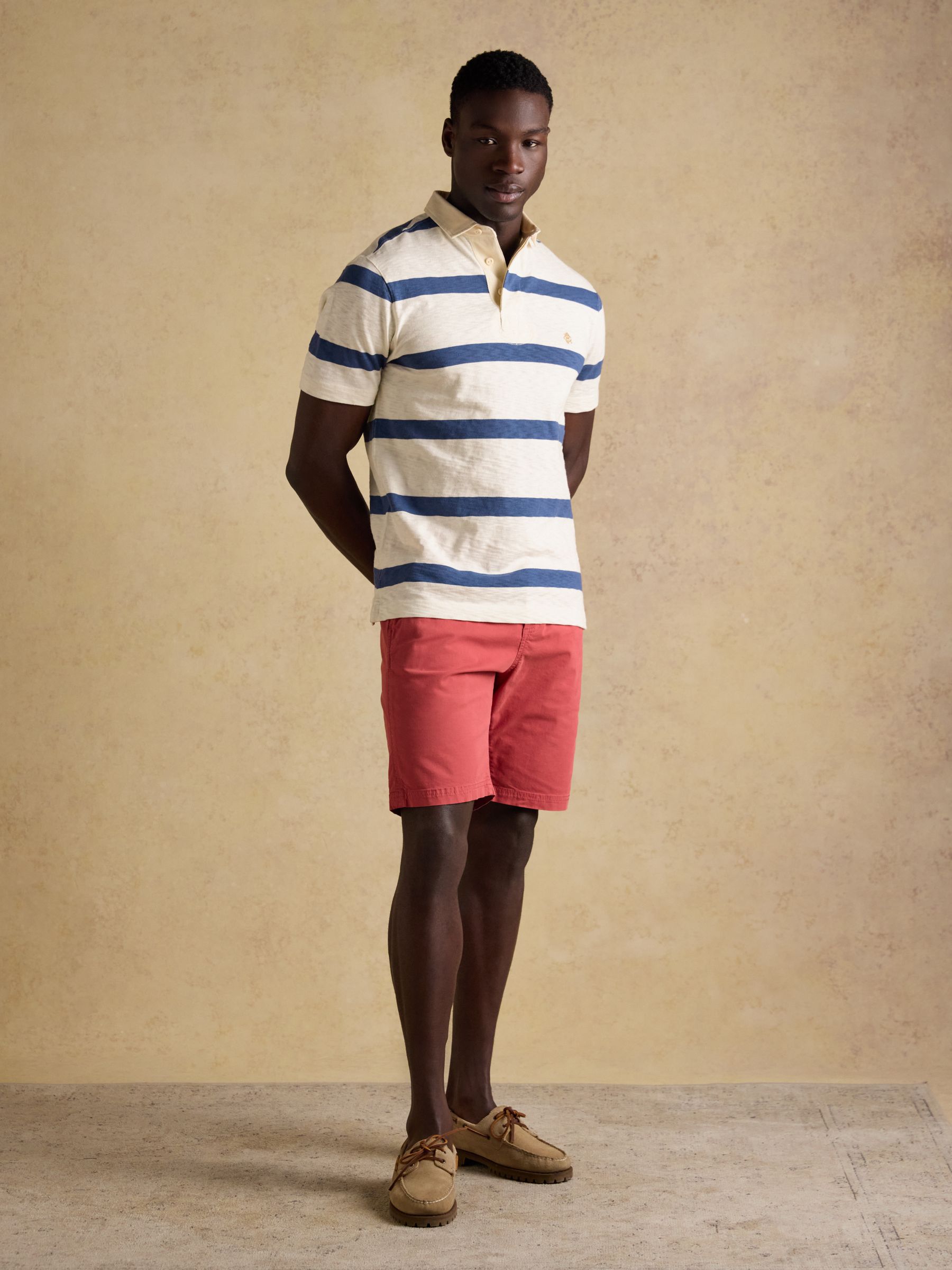 Summer Slub Cream & Navy Striped Rugby Shirt - Image 3 of 10