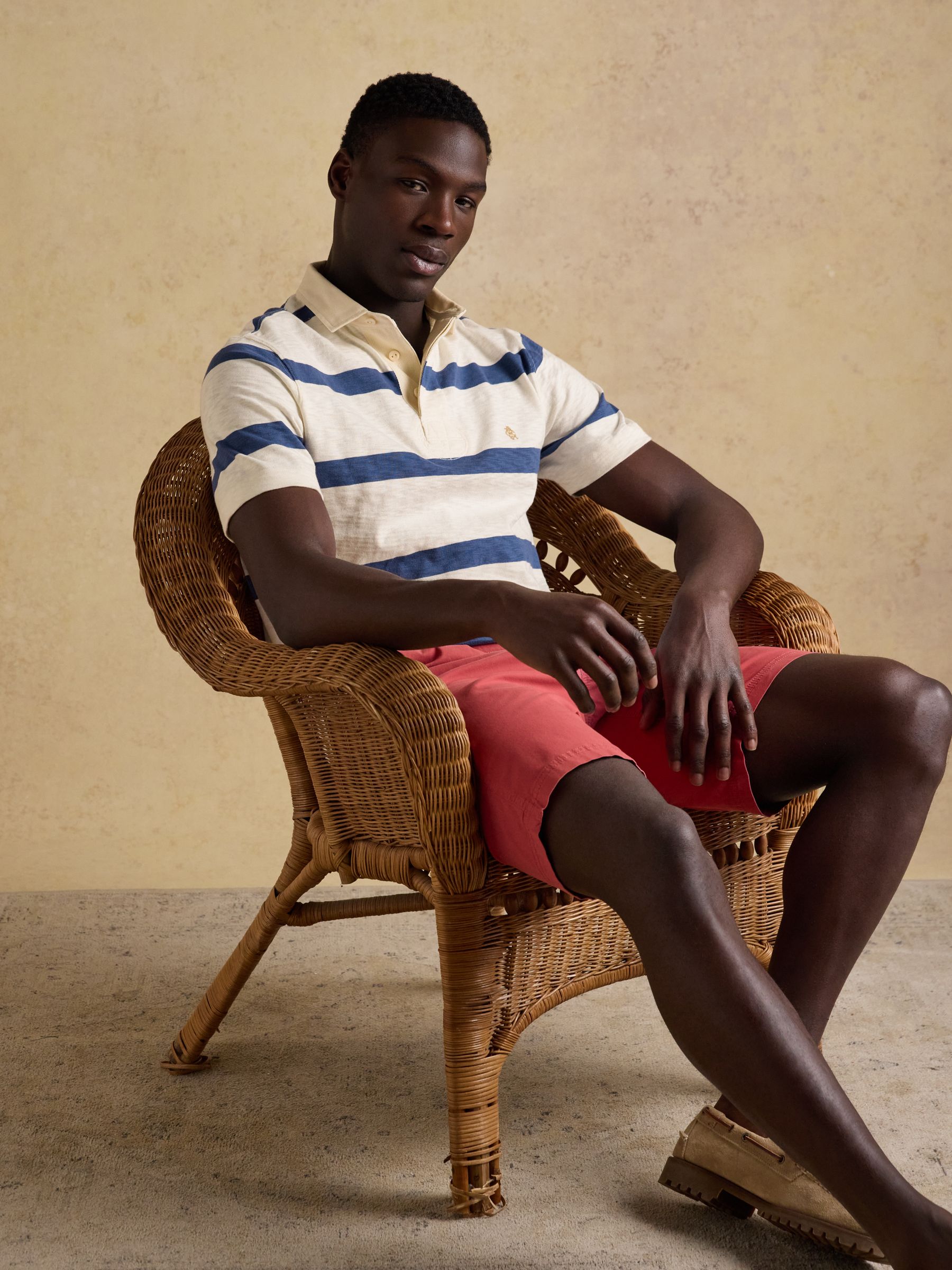Summer Slub Cream & Navy Striped Rugby Shirt - Image 6 of 10