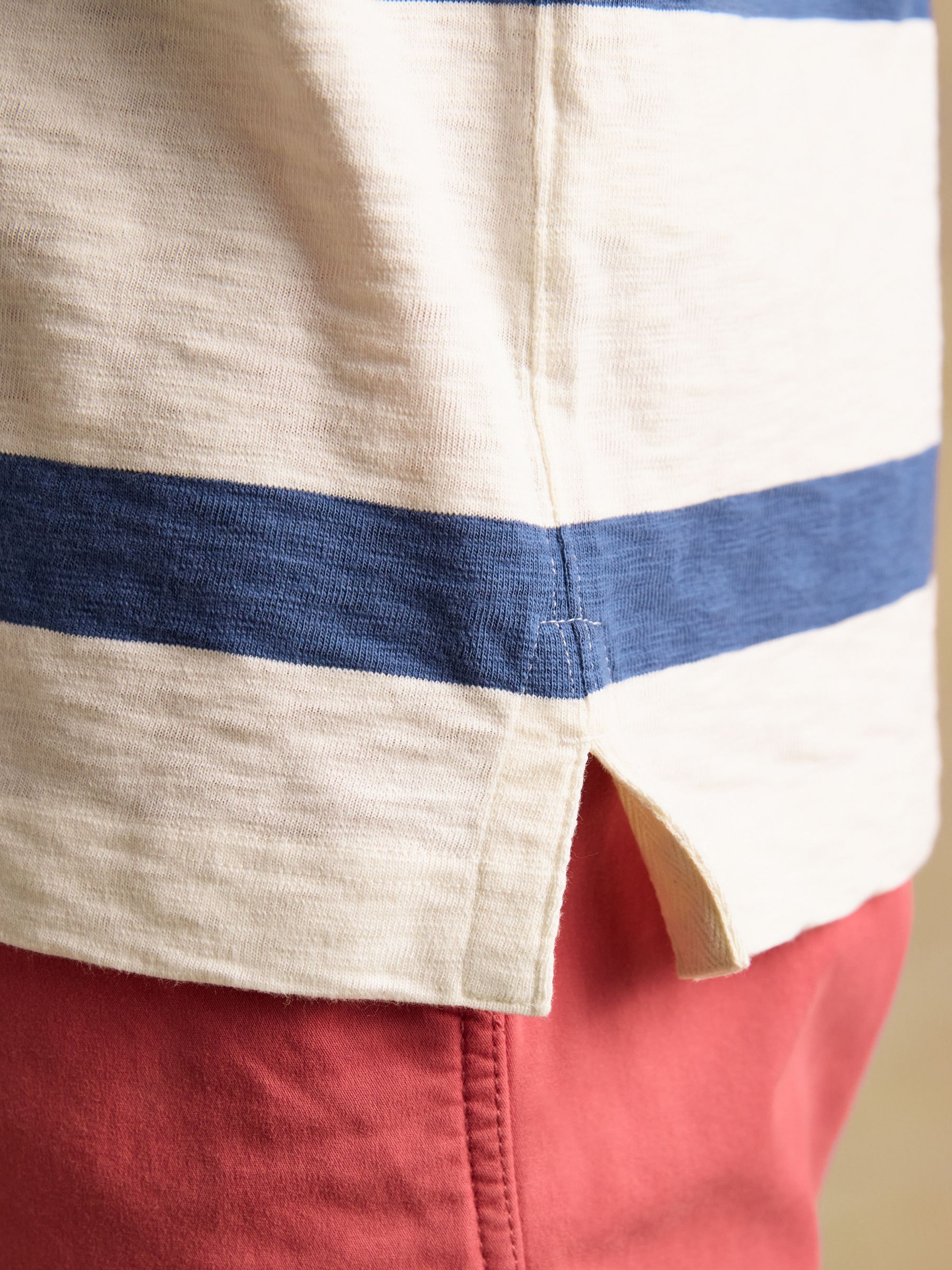 Summer Slub Cream & Navy Striped Rugby Shirt - Image 7 of 10