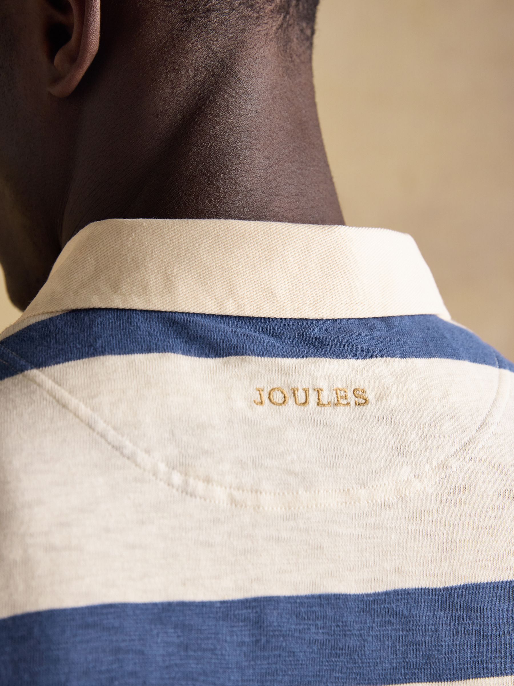 Summer Slub Cream & Navy Striped Rugby Shirt - Image 9 of 10