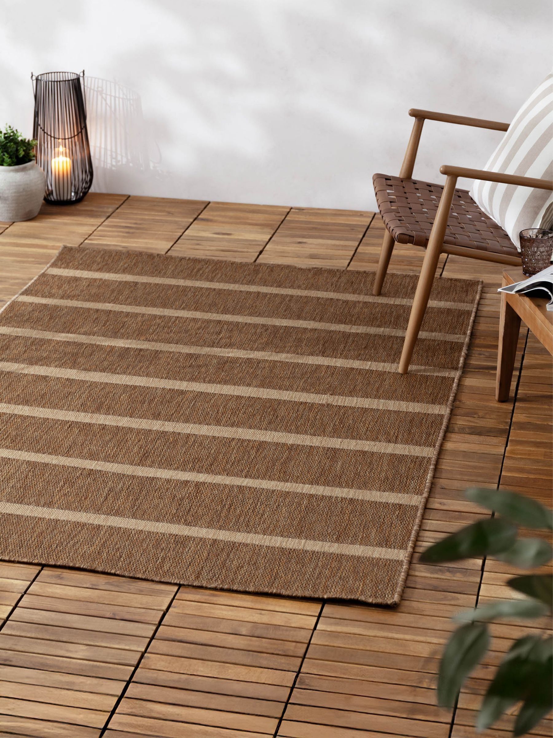 Natural Tala Stripe Jute Effect Indoor/Outdoor Washable Rug - Image 1 of 4
