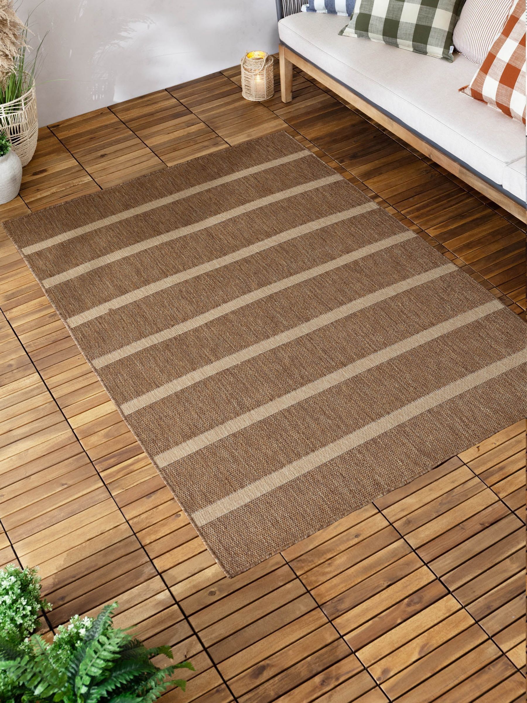 Natural Tala Stripe Jute Effect Indoor/Outdoor Washable Rug - Image 2 of 4