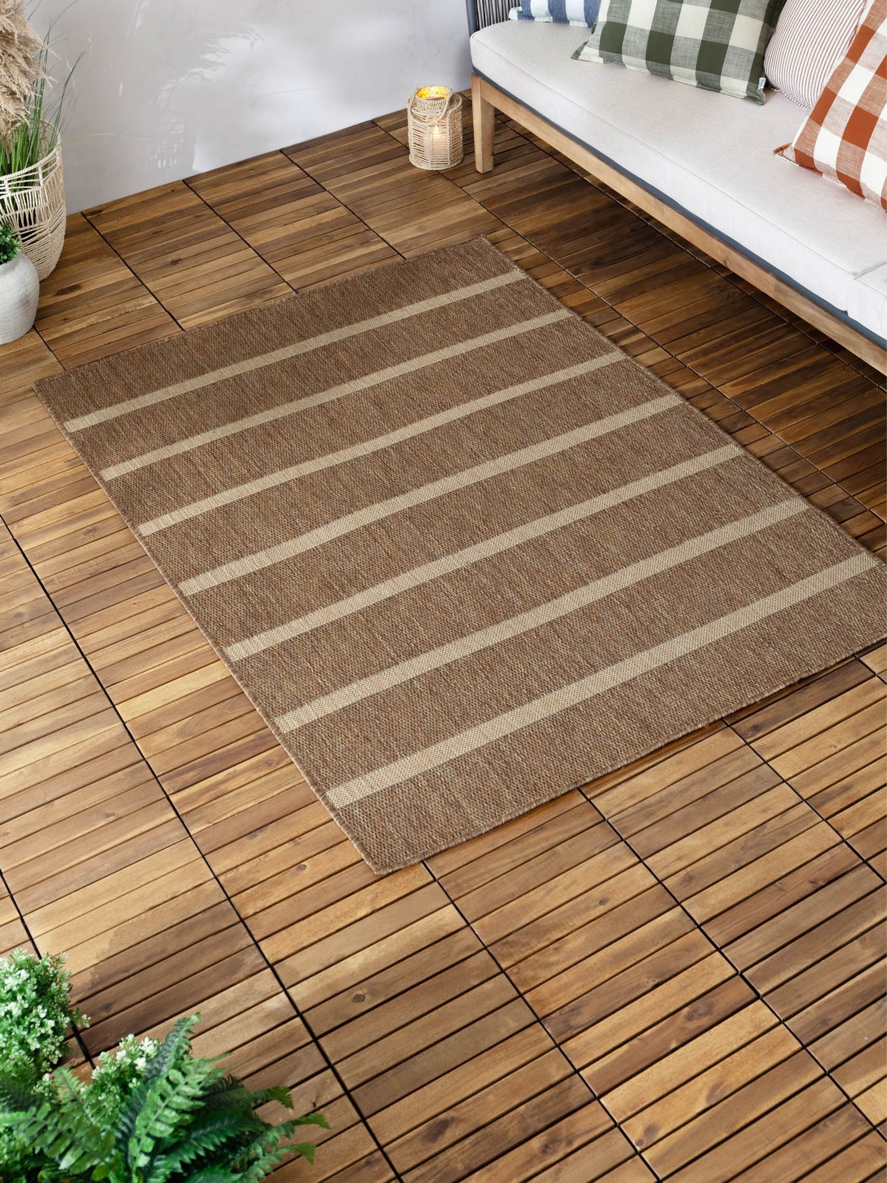 Natural Tala Stripe Jute Effect Indoor/Outdoor Washable Rug - Image 3 of 4