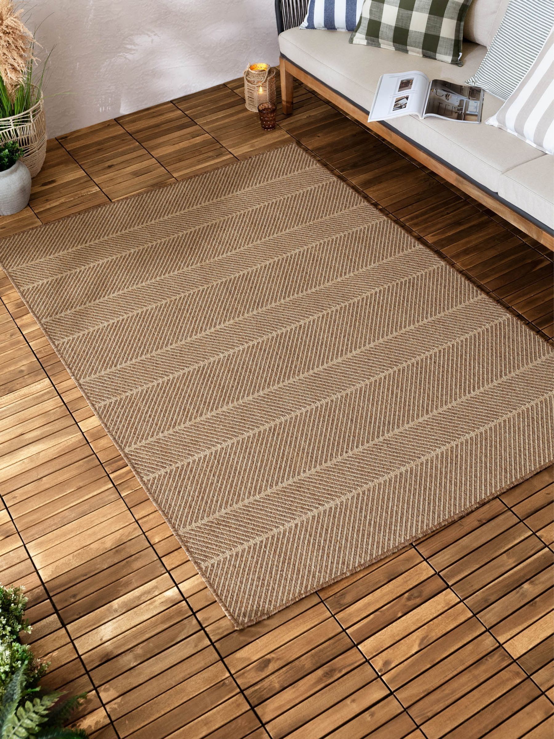Yard Natural Pentle Jute Effect Indoor/Outdoor Washable Rug - Image 2 of 4