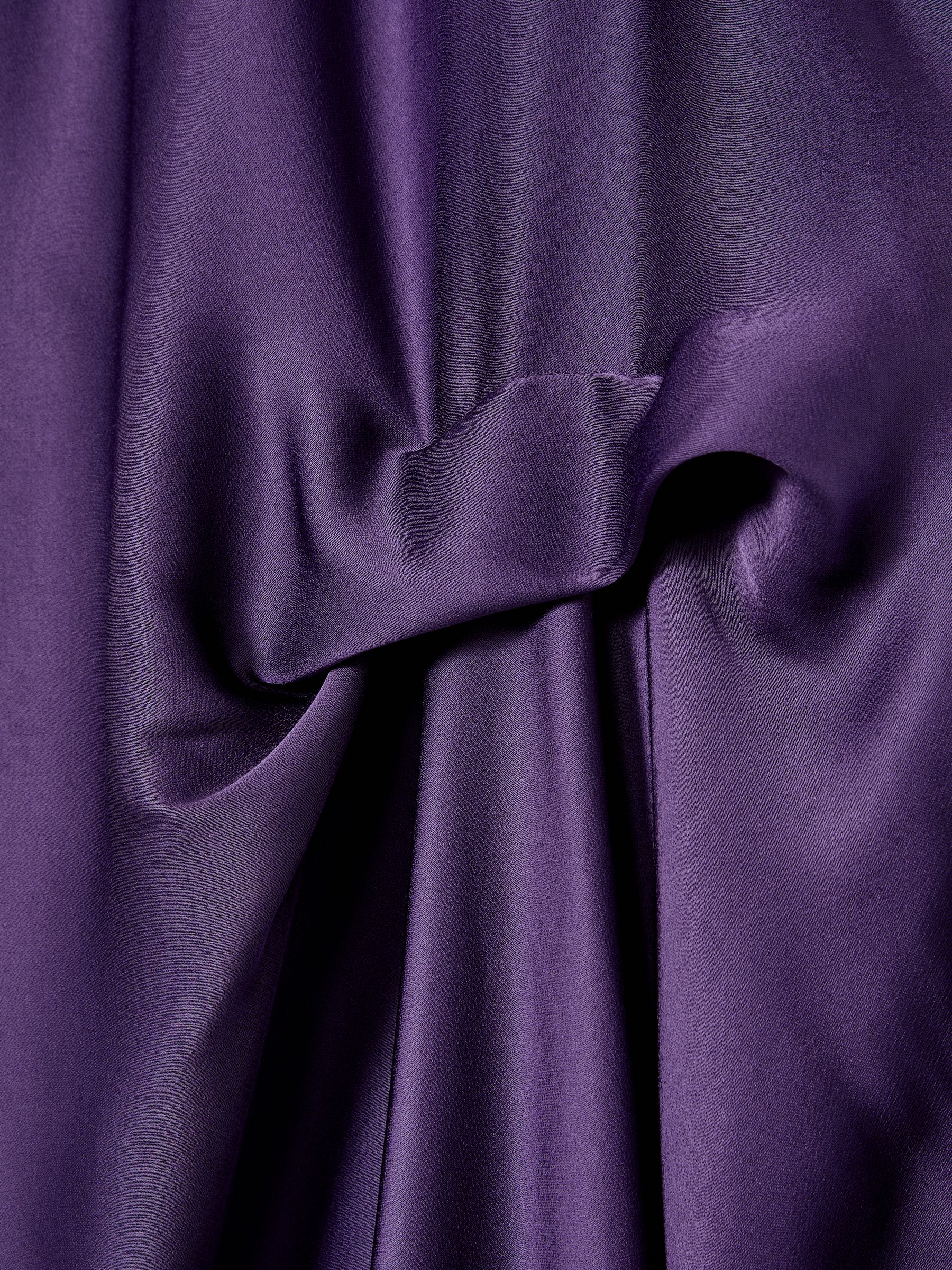 Satin Tuck-Detail Cape Midi Dress in Purple - Image 7 of 7