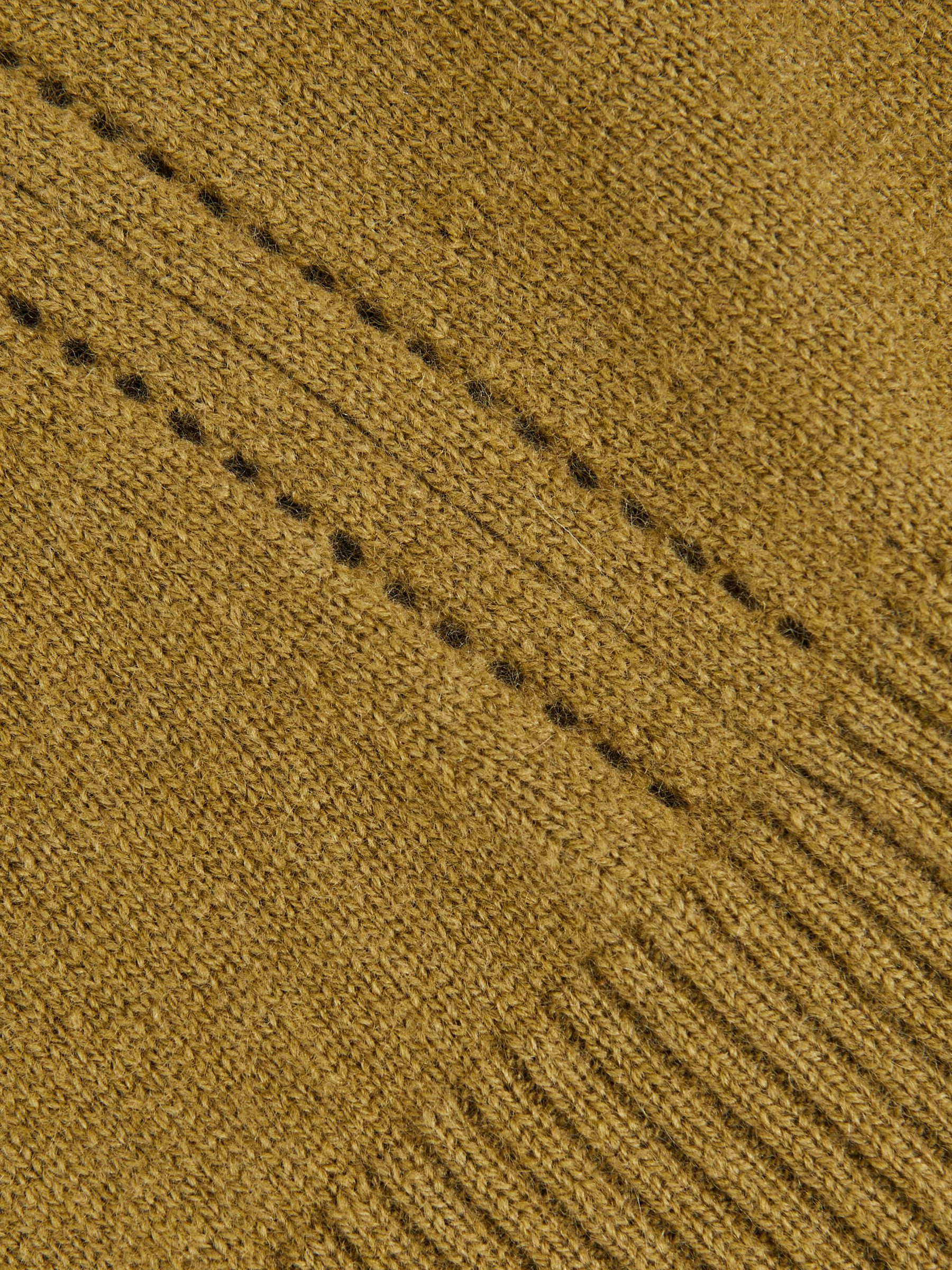 9-13 yrs Wool-Blend Open-Stitch Jumper with Cashmere in Khaki Green - Image 4 of 4