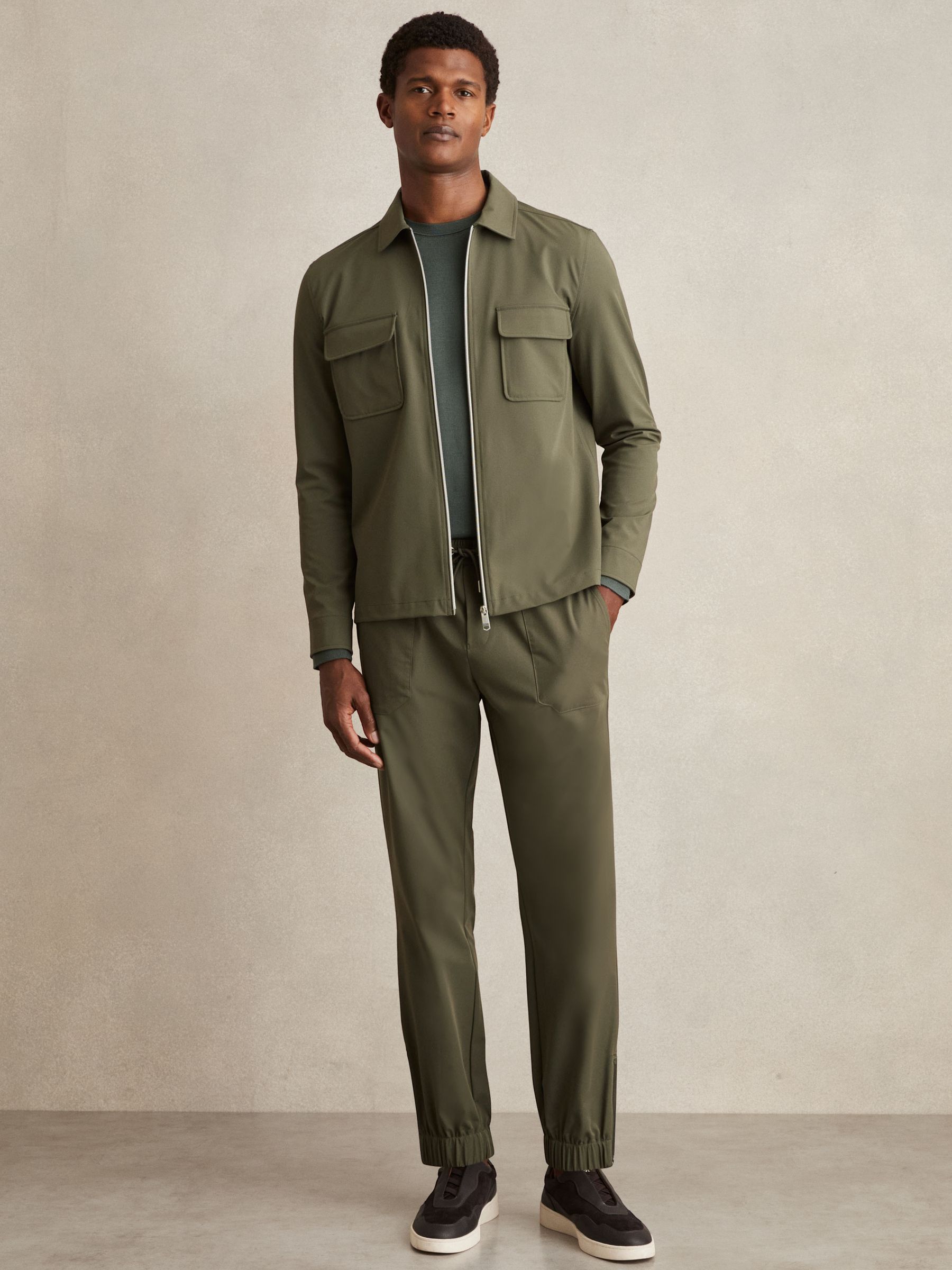 Stretch-Nylon Cuff Trousers in Green - Image 1 of 5
