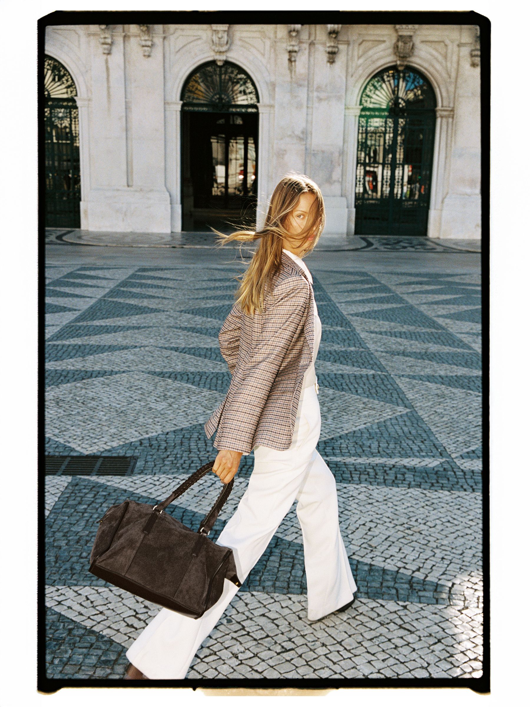 Suede Braided-Strap Bowling Bag in Chocolate - Image 2 of 7