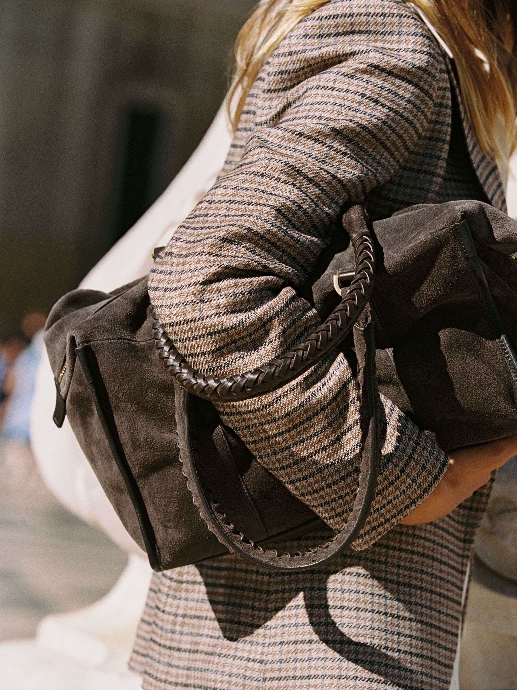 1. Lili 2.0 Bowling Suede Bag with Braided