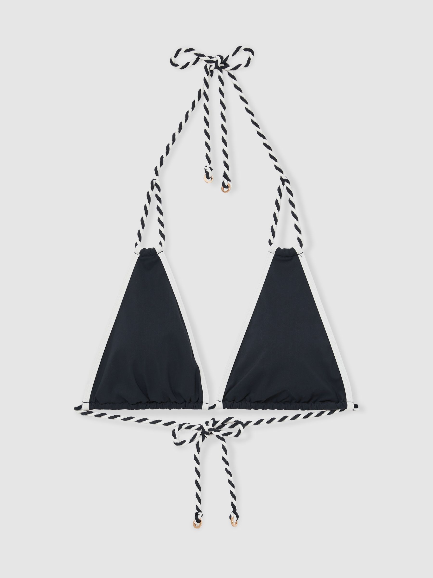 Triangle Twist-Strap Bikini Top in Navy/White - Image 2 of 7