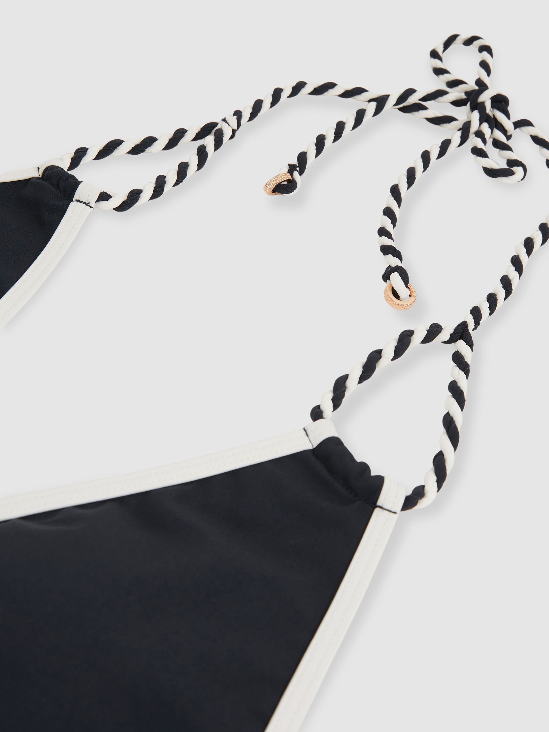 Triangle Twist-Strap Bikini Top in Navy/White - Image 7 of 7