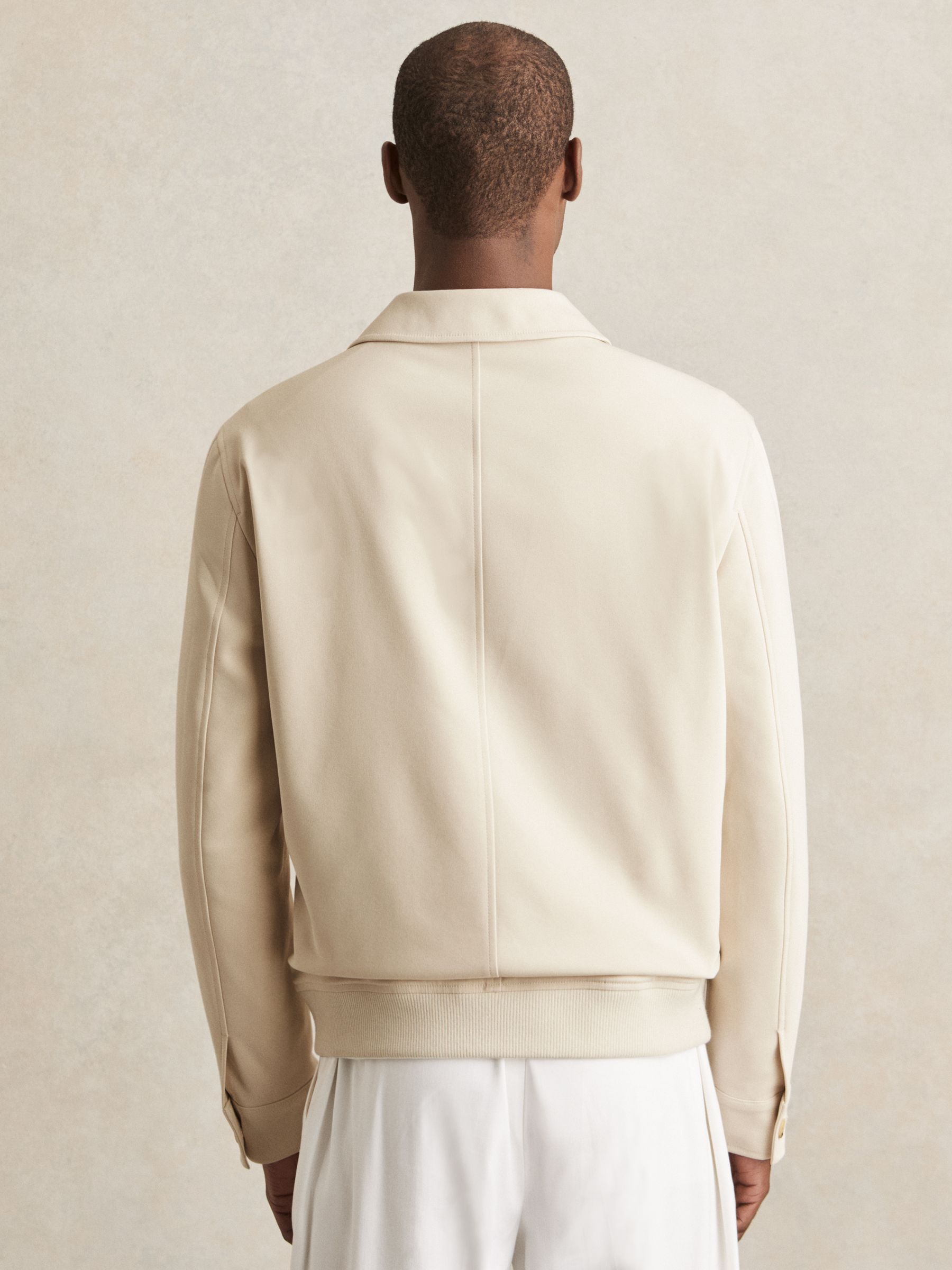 Cotton-Blend Button-Through Jacket in Light Stone - Image 5 of 6
