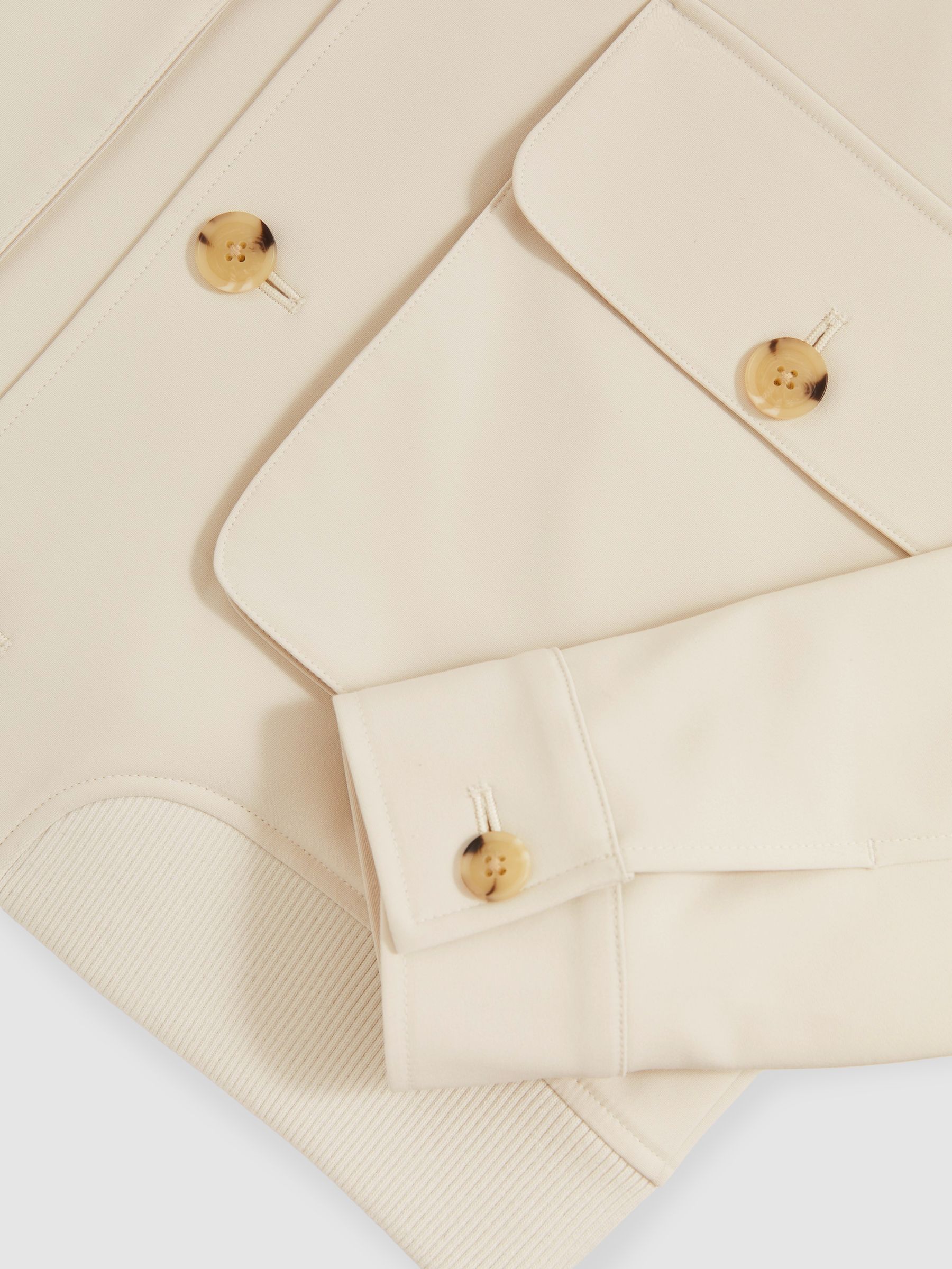 Cotton-Blend Button-Through Jacket in Light Stone - Image 6 of 6