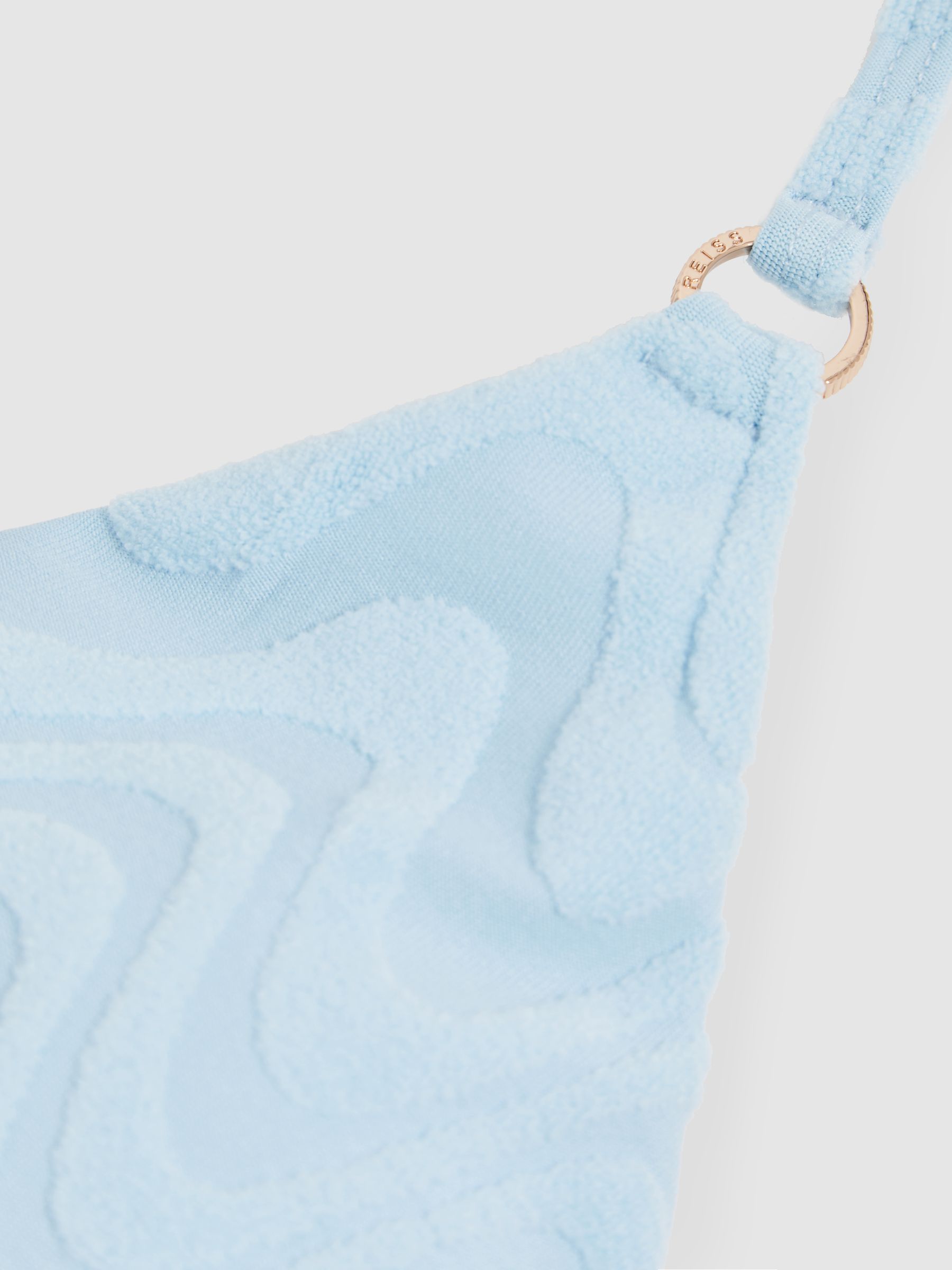 Textured Wave Triangle Bikini Top in Blue - Image 5 of 5