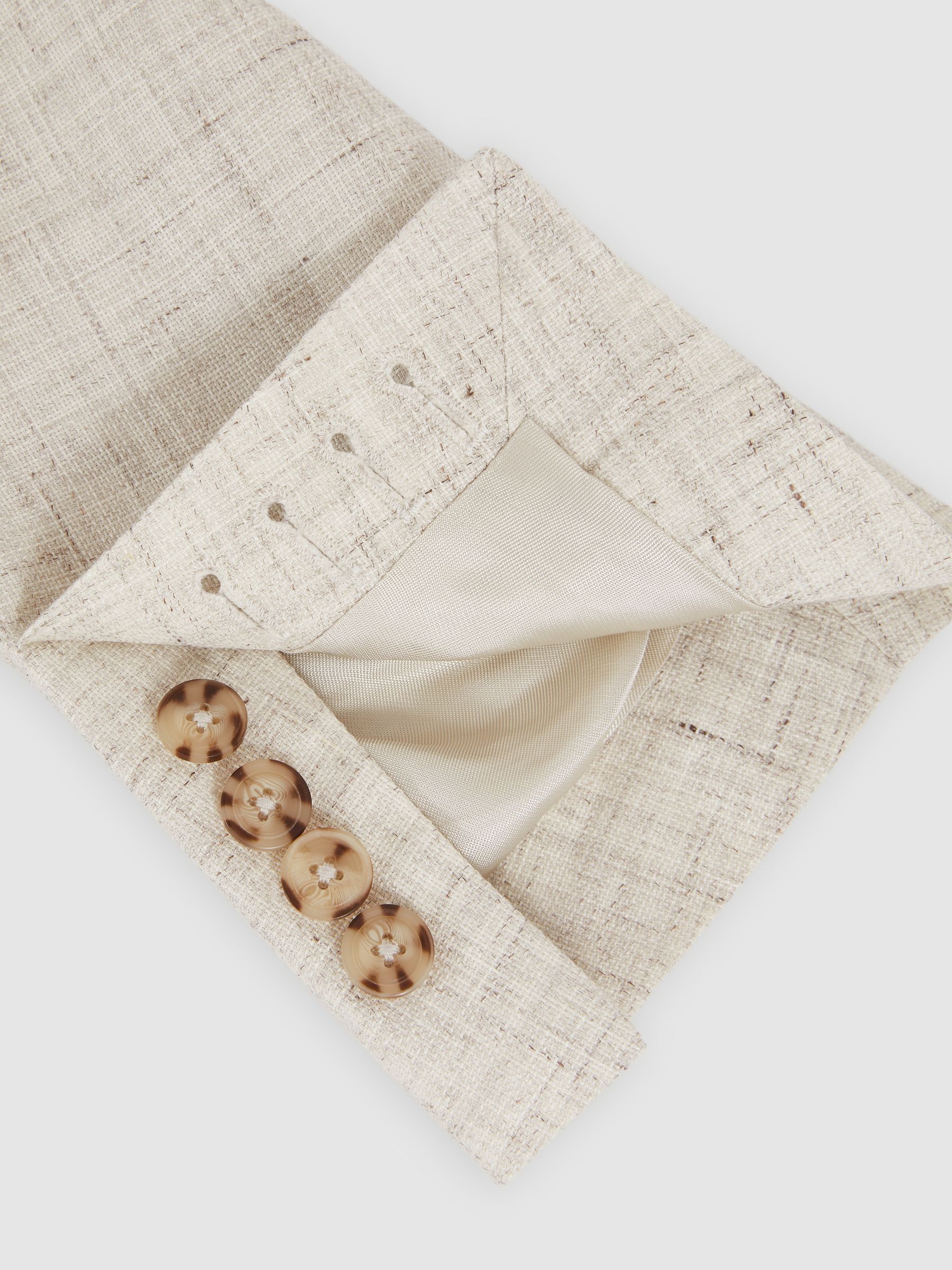 Linen-Cotton Single-Breasted Suit Blazer Slim-Fit in Stone - Image 6 of 7