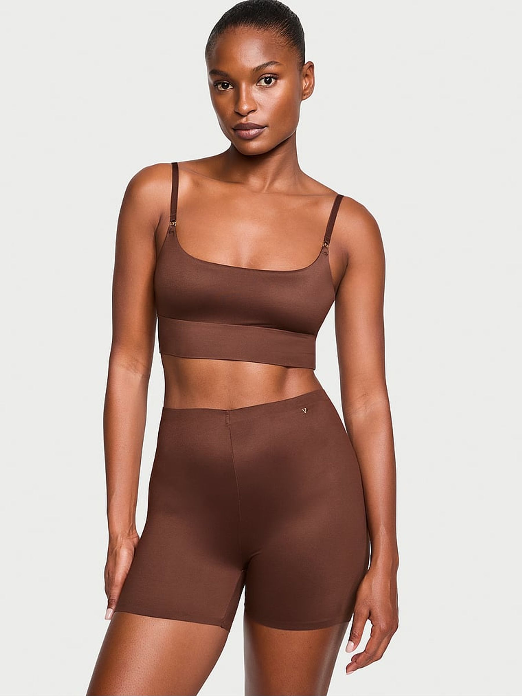 Ganache Brown BODYWEAR By Victoria with FeatherSoft™ Innovation Bike Shorts - Image 1 of 4