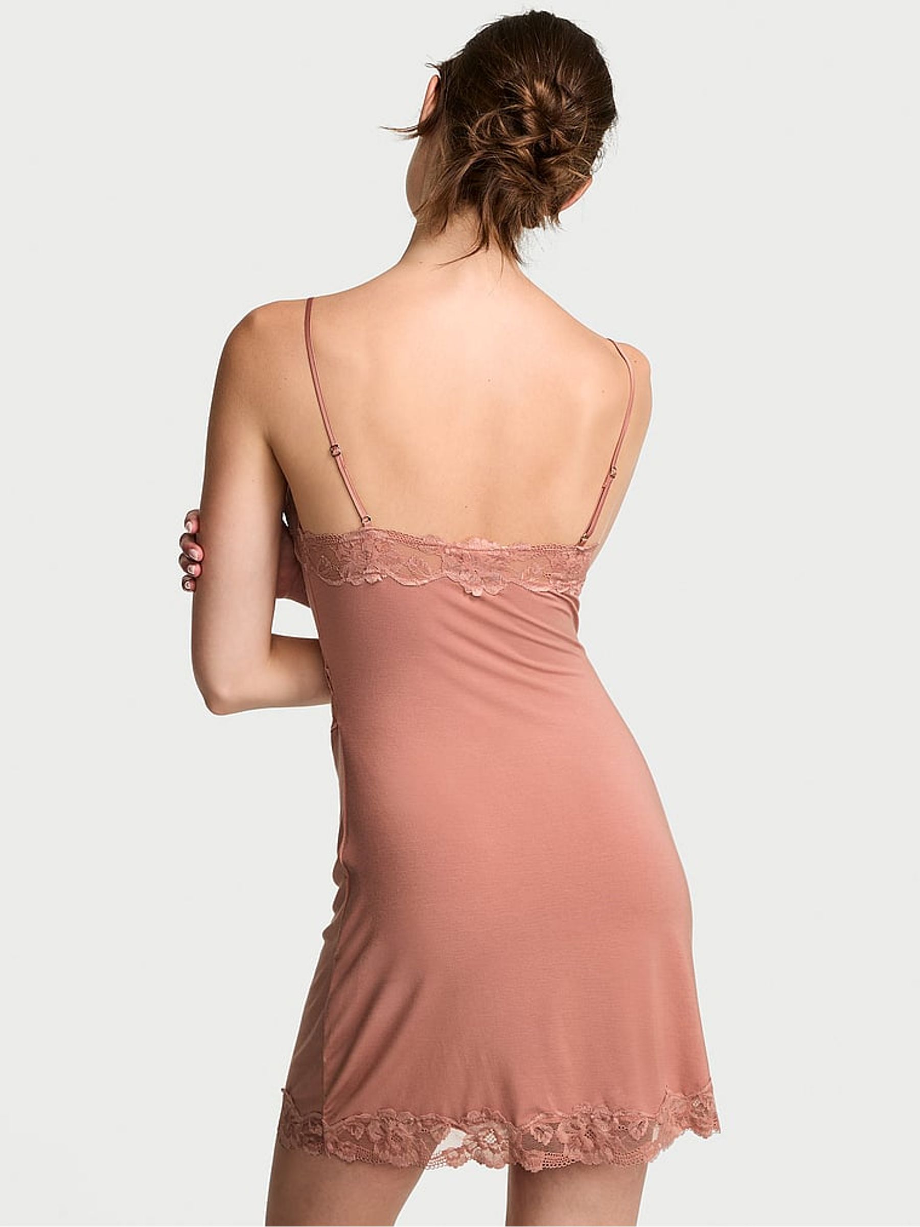 Desert Blush Brown Modal Lace Slip - Image 2 of 3