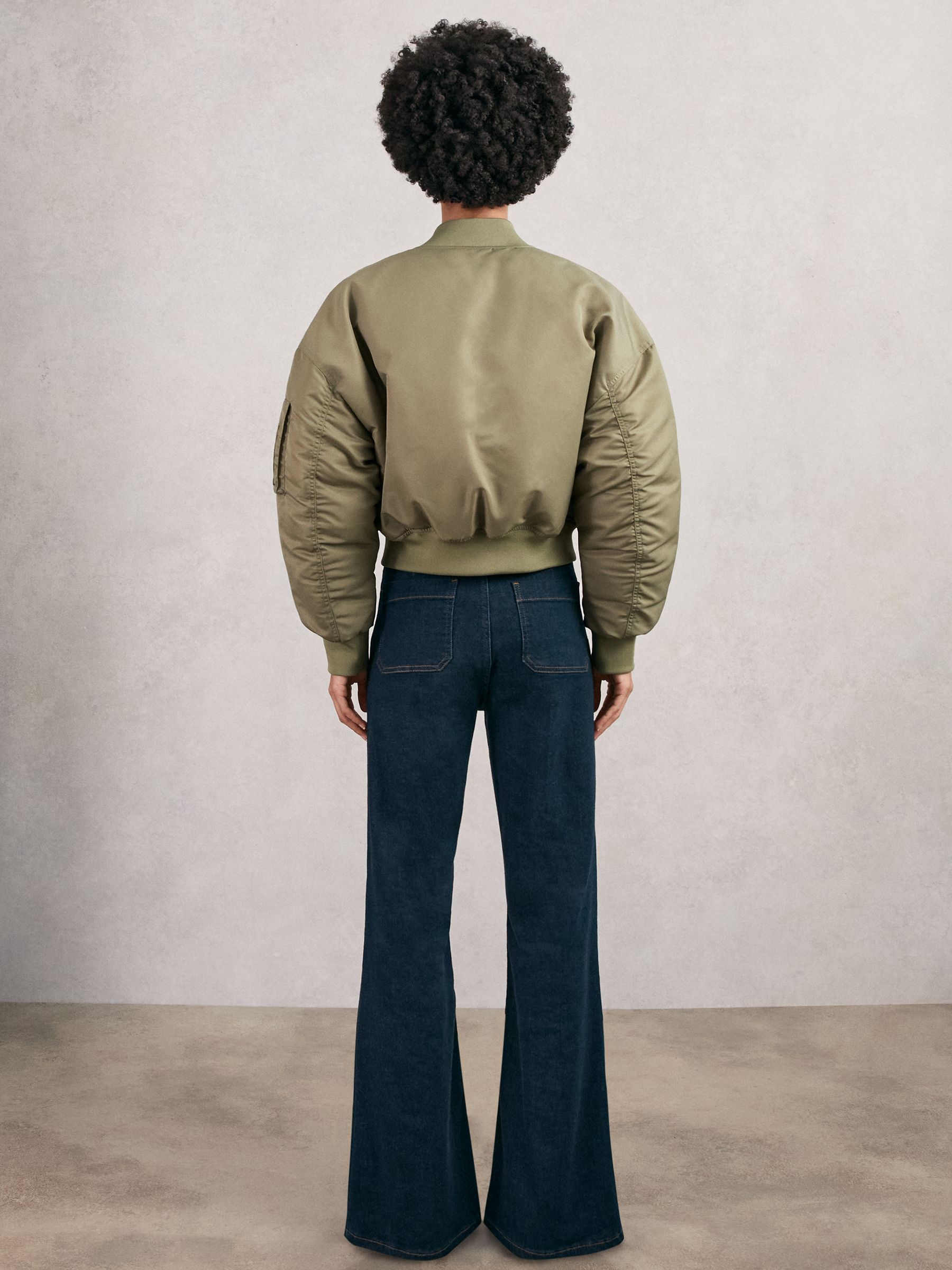 Technical Puffer Bomber Jacket in Khaki - Image 5 of 7