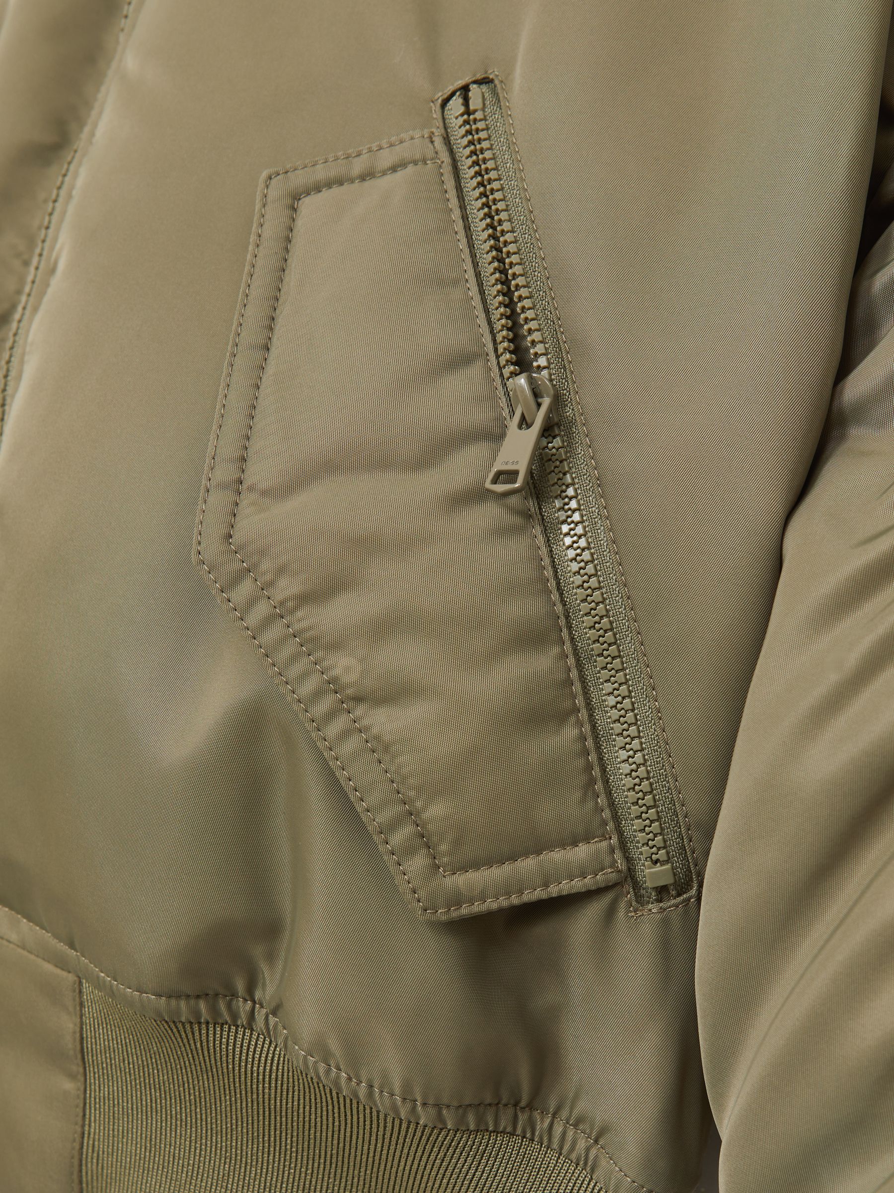 Technical Puffer Bomber Jacket in Khaki - Image 7 of 7