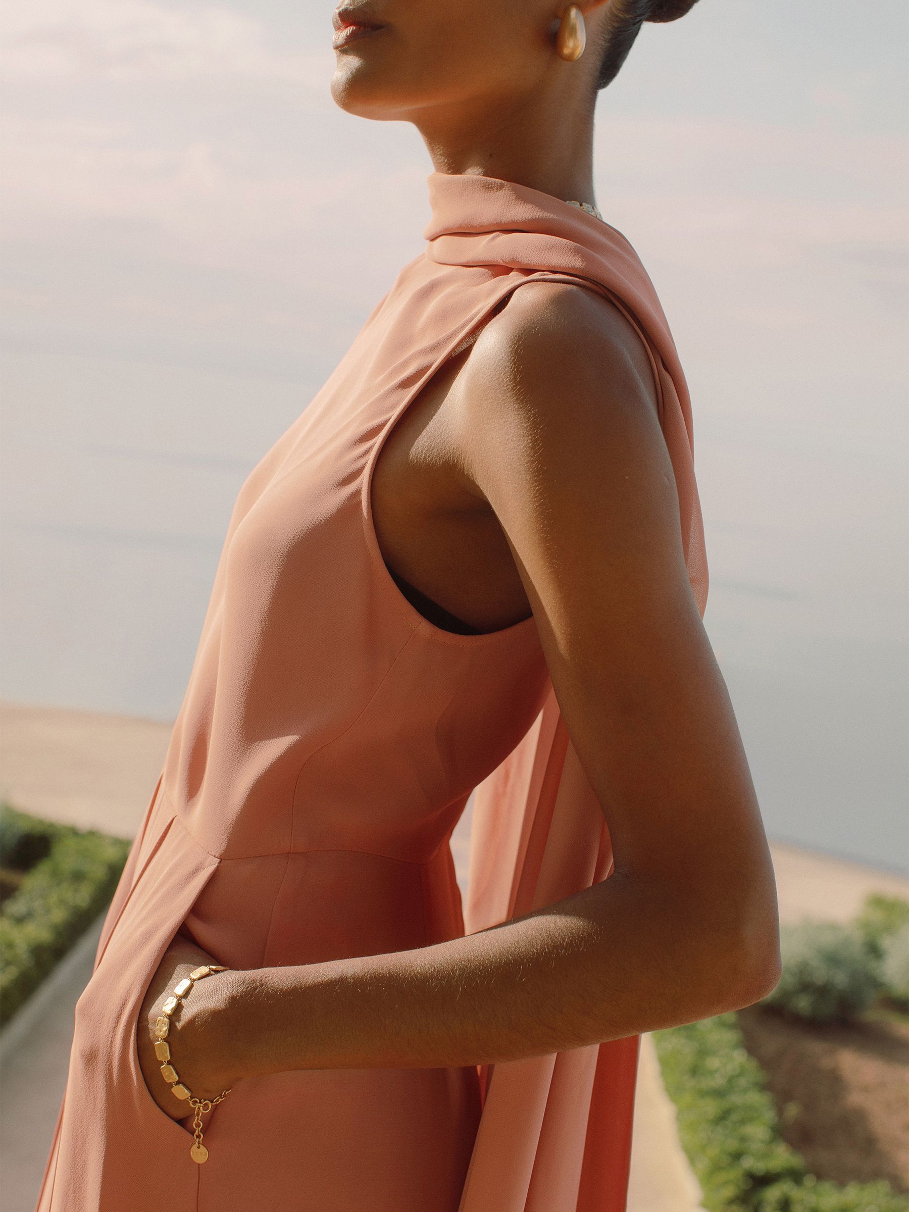 Wide-Leg Cape Jumpsuit in Pink - Image 3 of 7