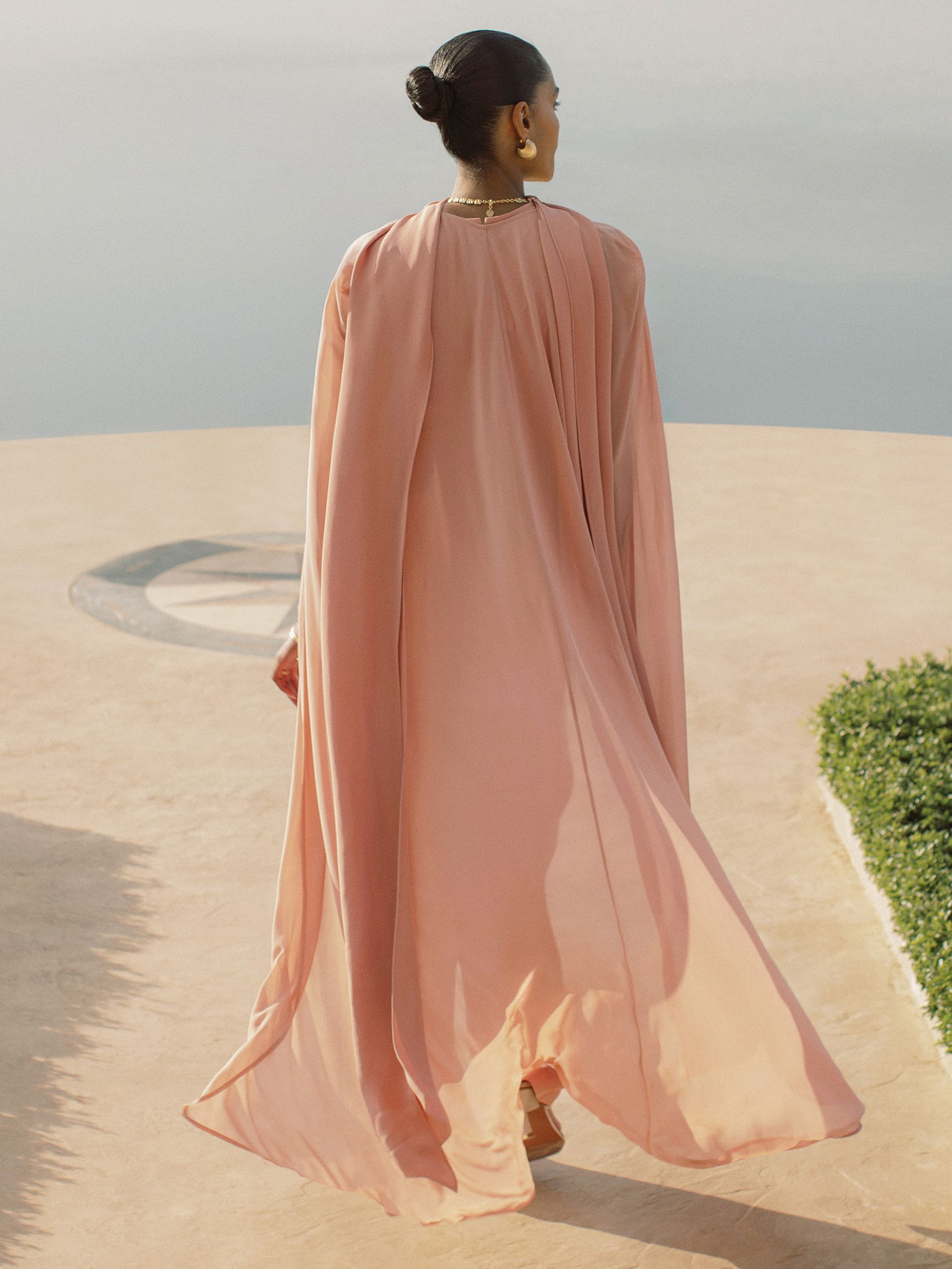 Wide-Leg Cape Jumpsuit in Pink - Image 6 of 7