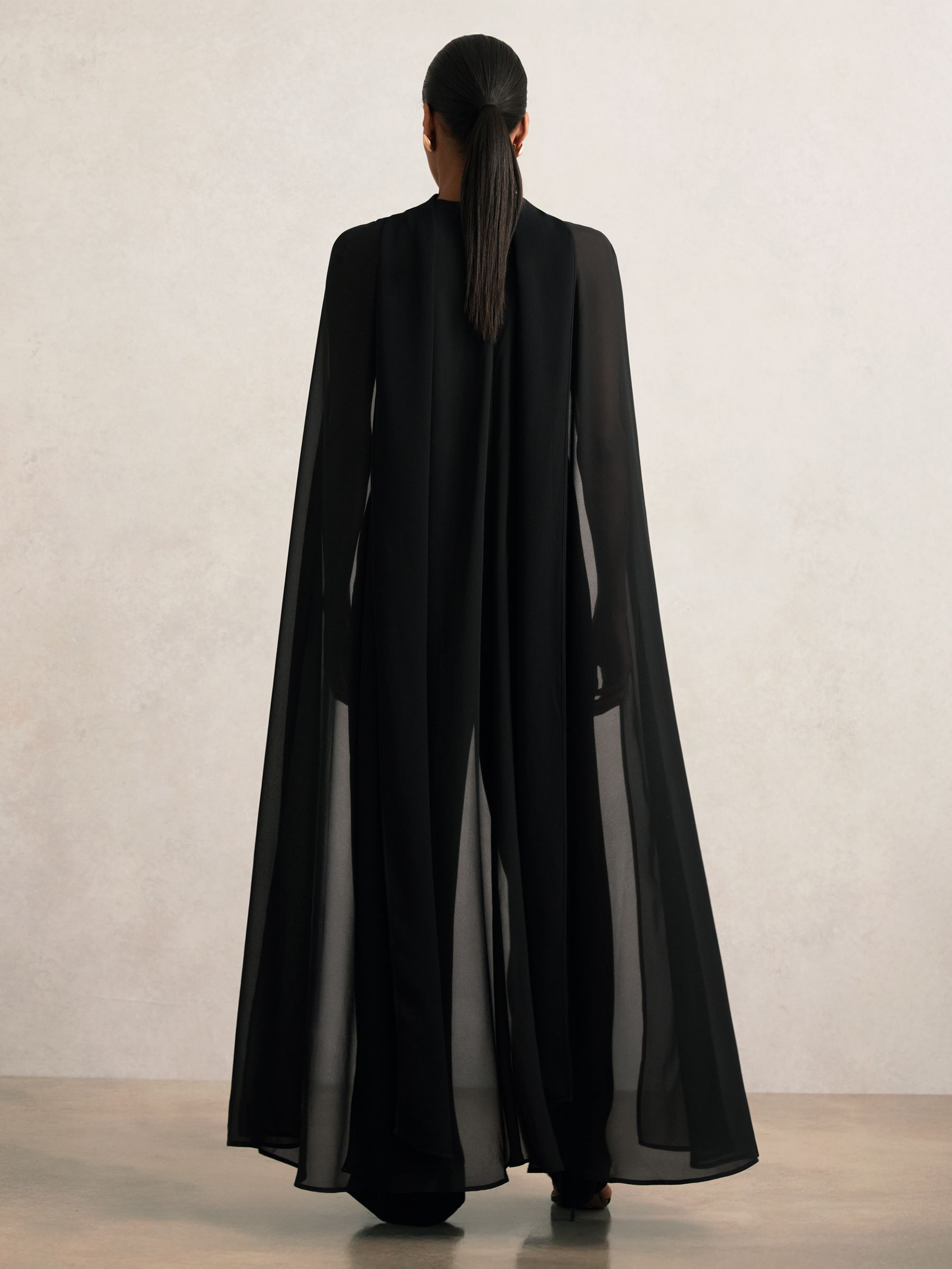 Wide-Leg Cape Jumpsuit in Black - Image 4 of 6