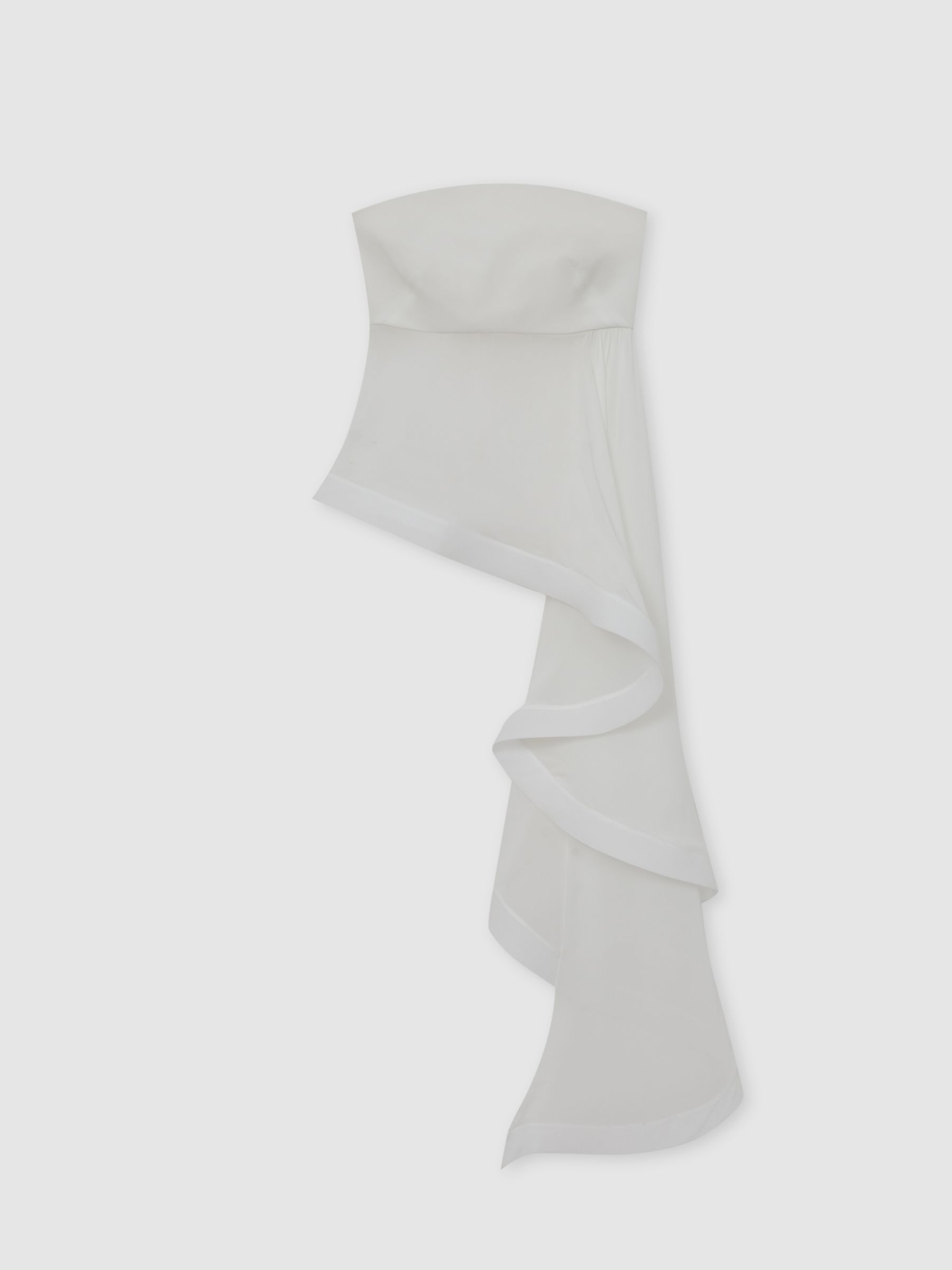 Silk Asymmetric-Ruffle Bandeau Top in Ivory - Image 2 of 7